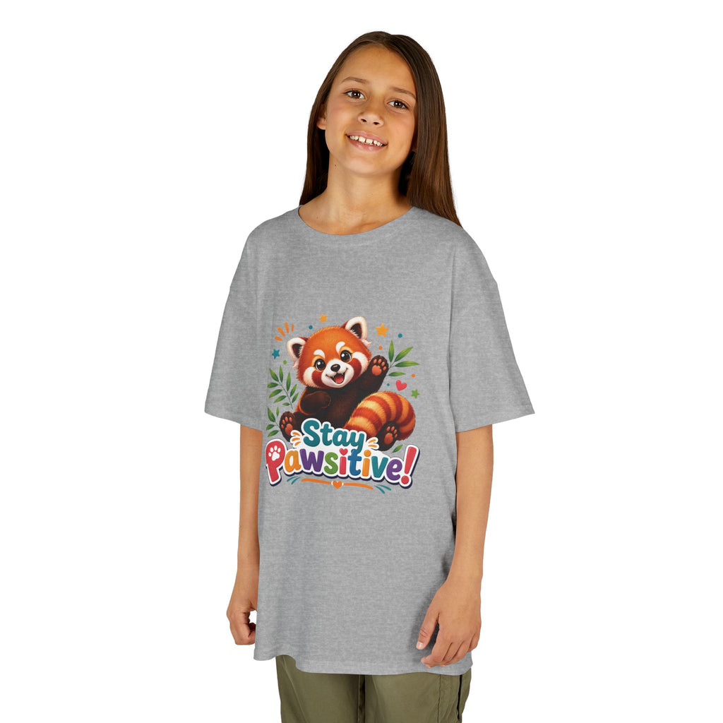 Stay Pawsitive Red Panda Kids Tee | Cute Animal Positive Message