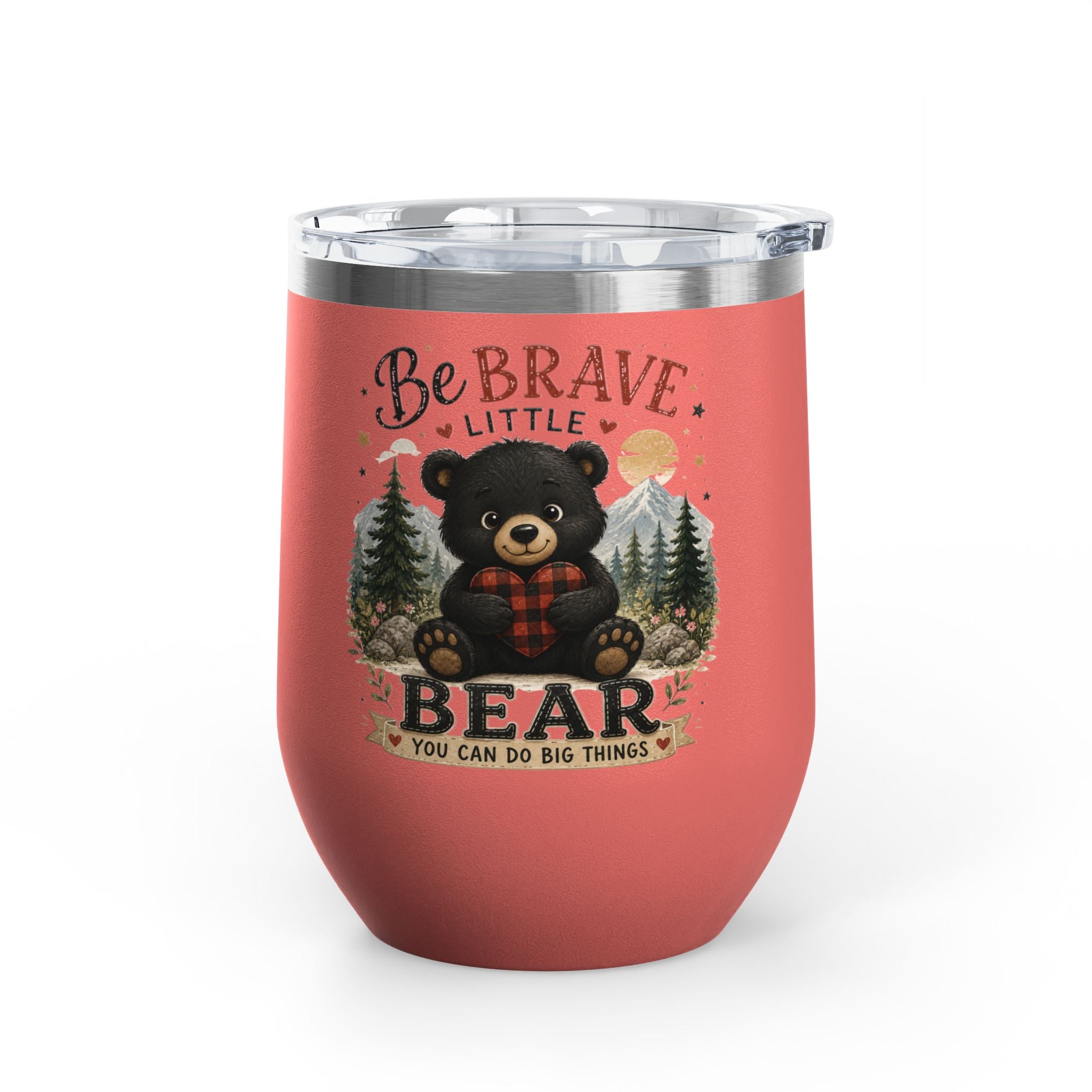 Be Brave Little Bear 12oz Tumbler — Cute Woodland Baby Shower Gift