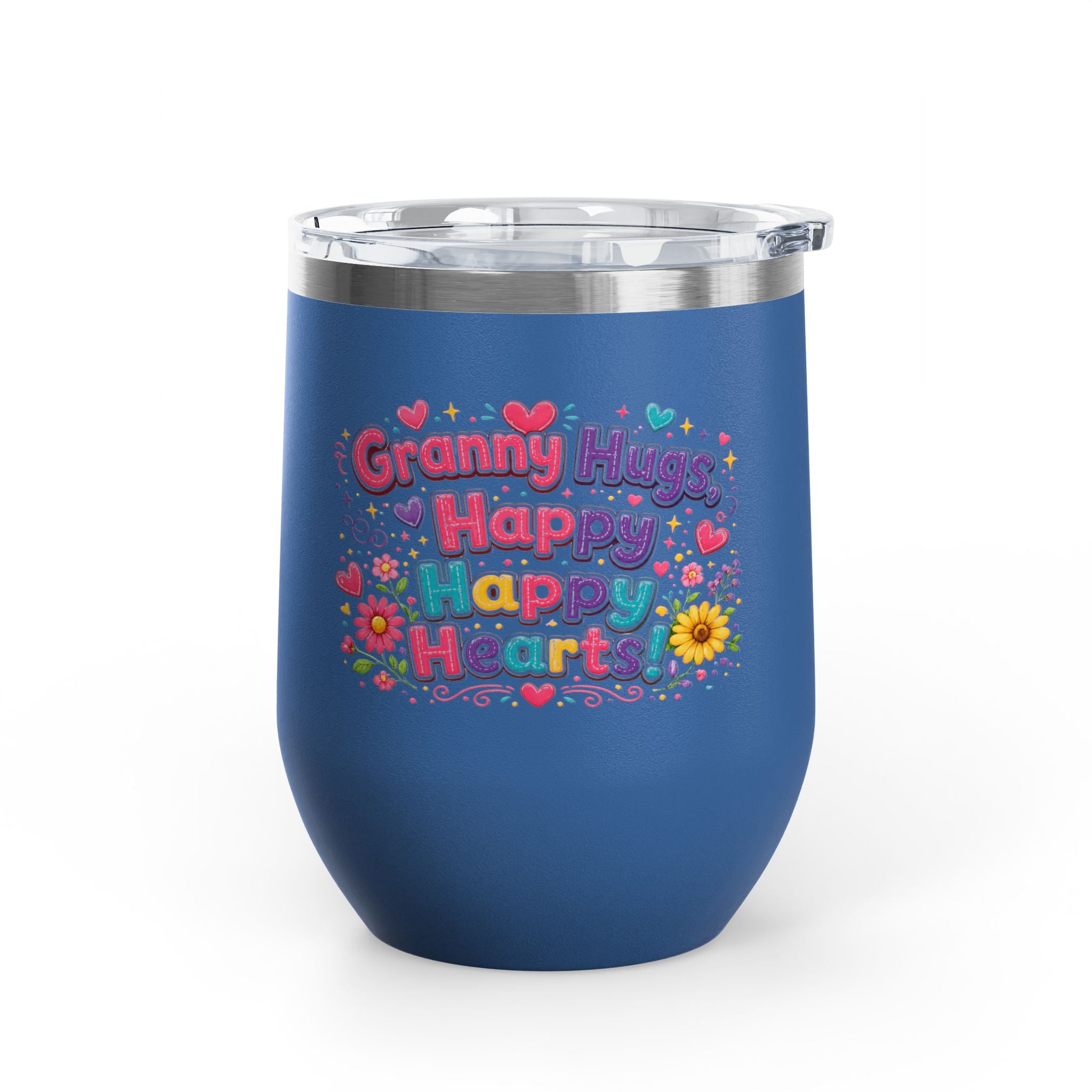 "Granny Hugs, Happy Happy Hearts" Floral 12oz Insulated Cup