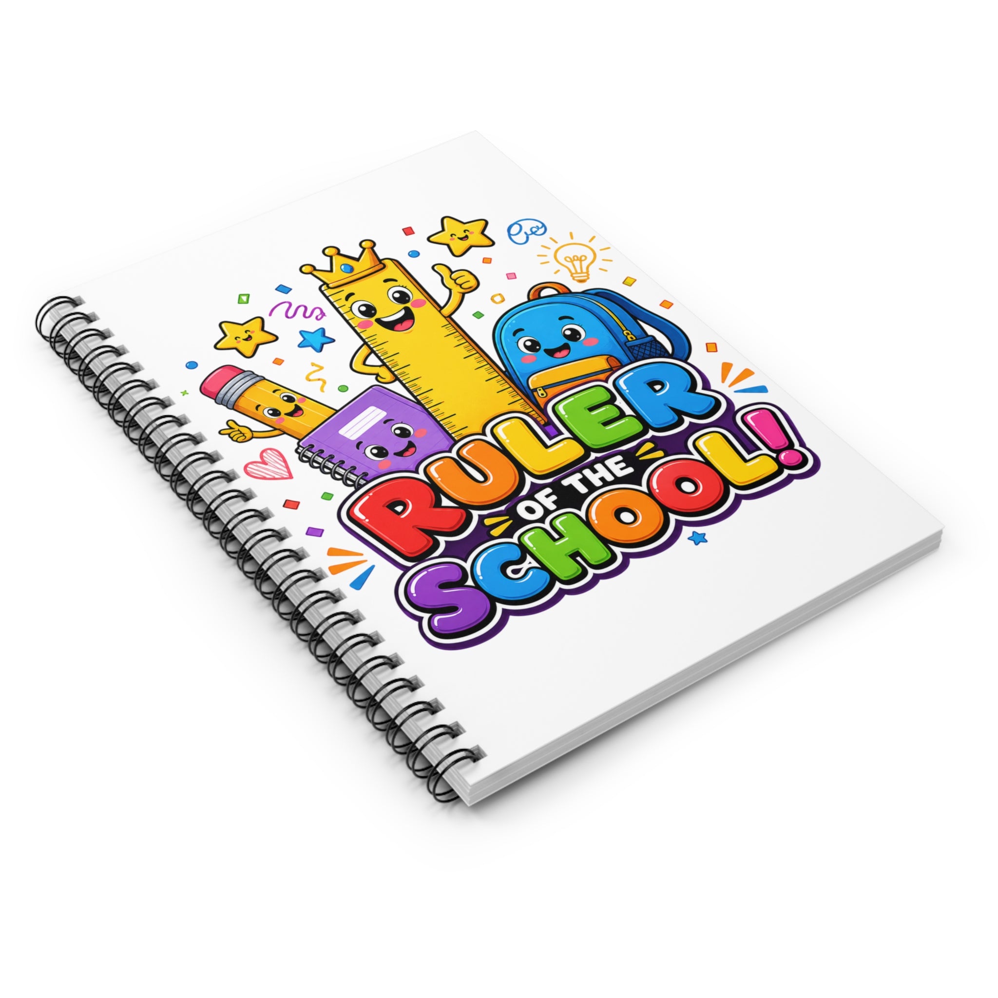 Ruler of the School notebook | Spiral Ruled Notebook, Cute School Supplies Design