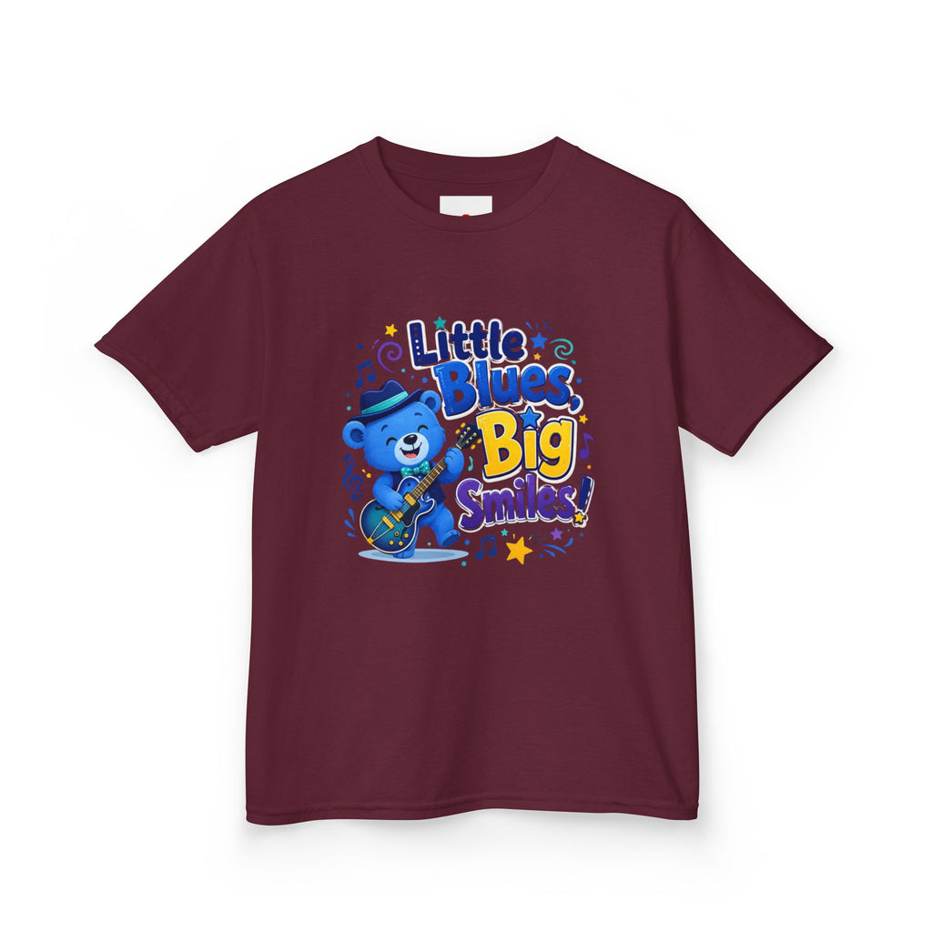 Kids Tee — "Little Blues, Big Smiles!" Guitar-Bear Graphic