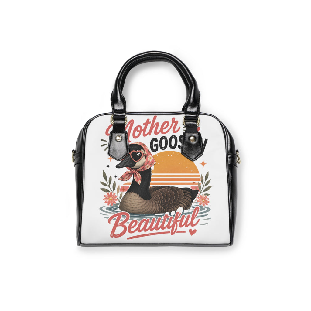 Mother Goose Shoulder Handbag — Vintage Floral Goose Tote