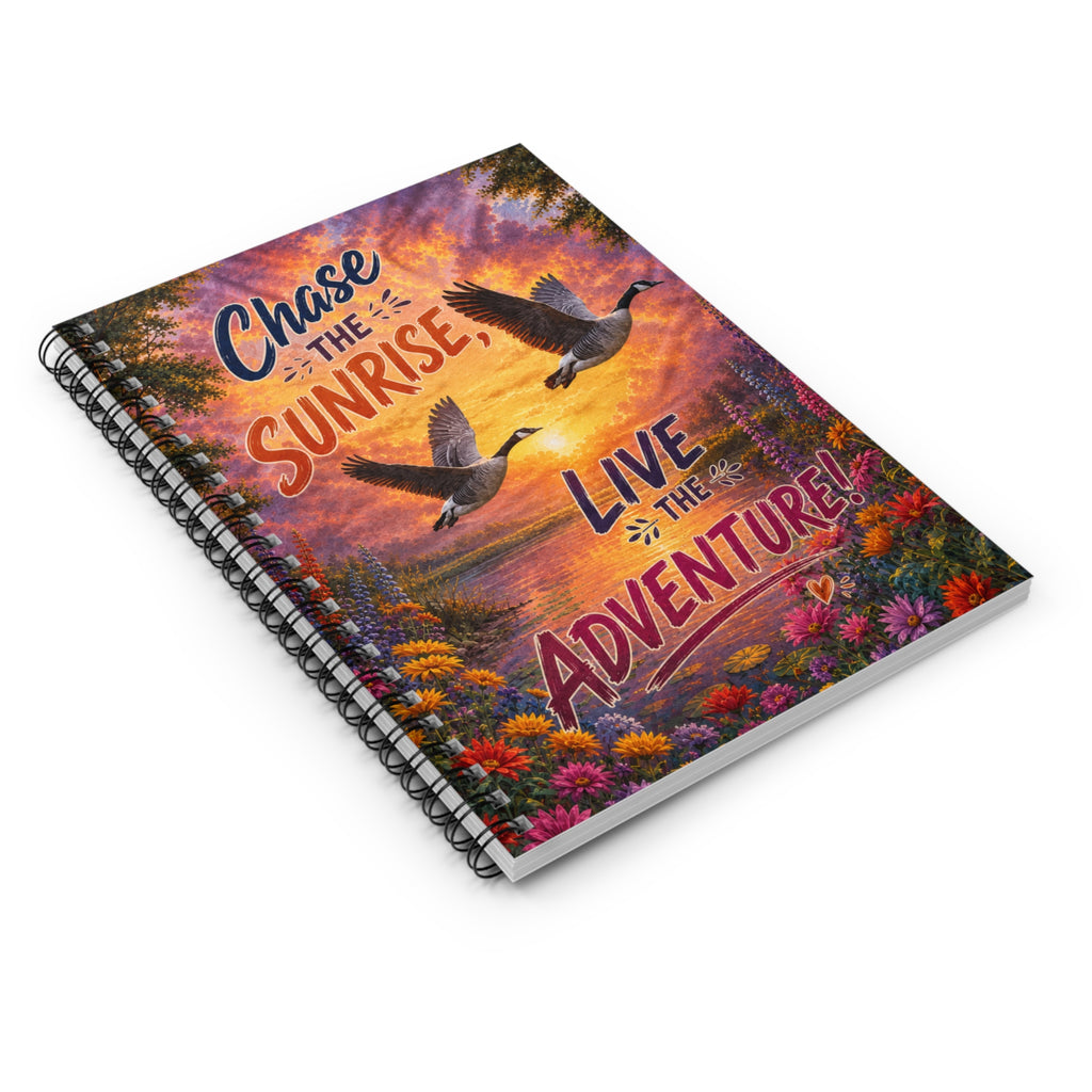 Adventure Spiral Notebook — "Chase the Sunrise, Live the Adventure" Ruled Journal