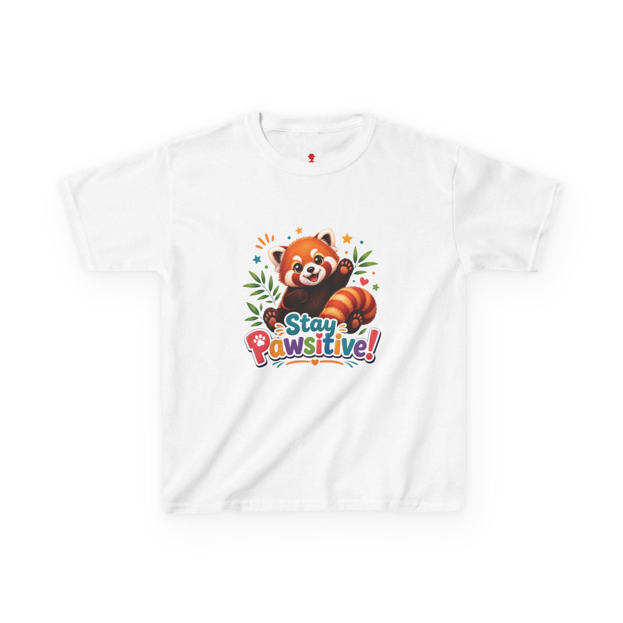 Stay Pawsitive Red Panda Kids Tee | Cute Animal Positive Message