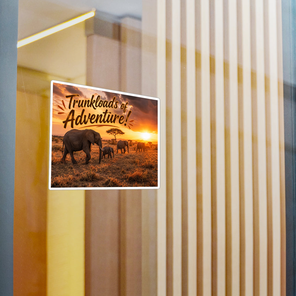 Trunkloads of Adventure Vinyl Sticker — Safari Elephant Kiss-Cut Decal