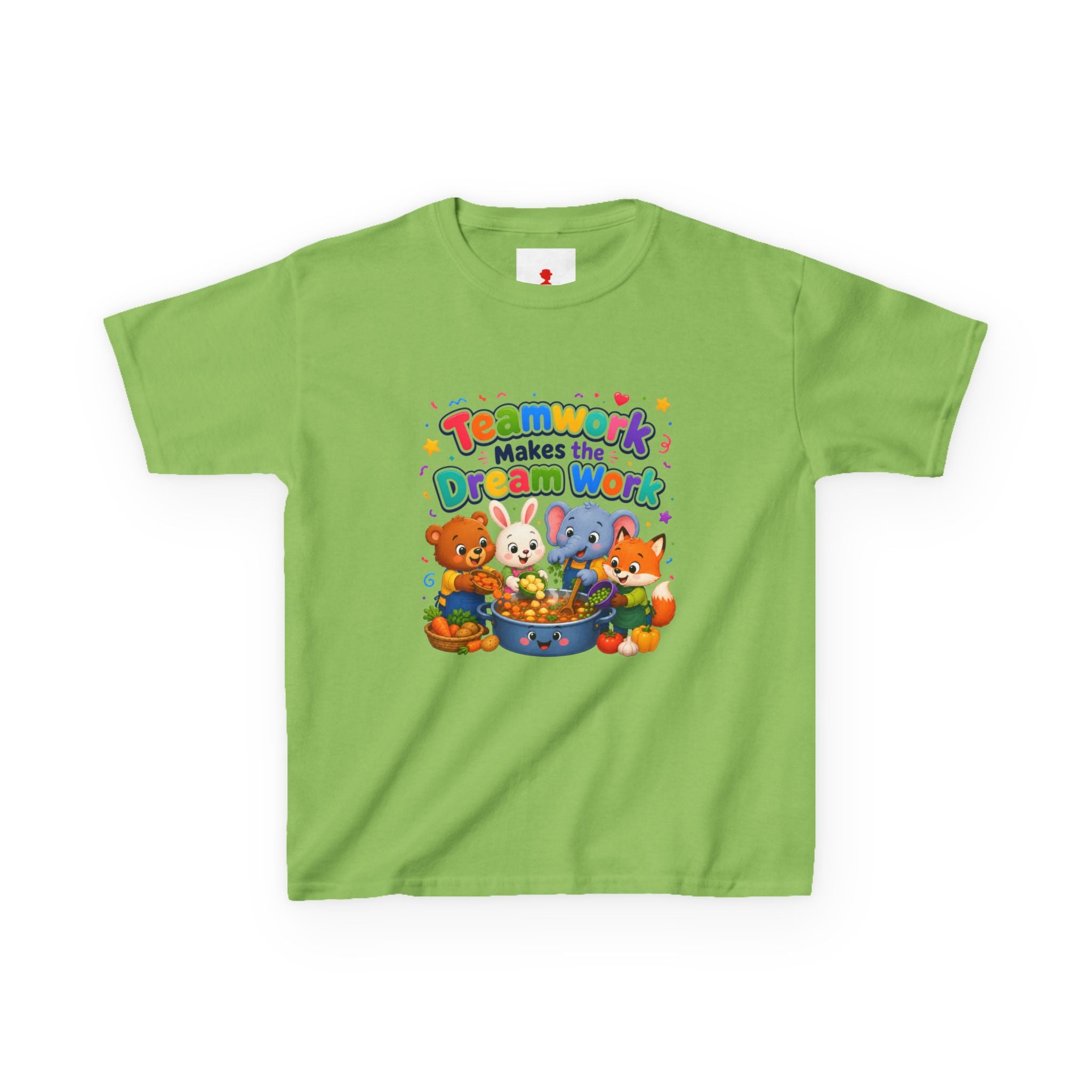 Kids Tee — “Teamwork Makes the Dream Work” Cute Animal Classroom Shirt