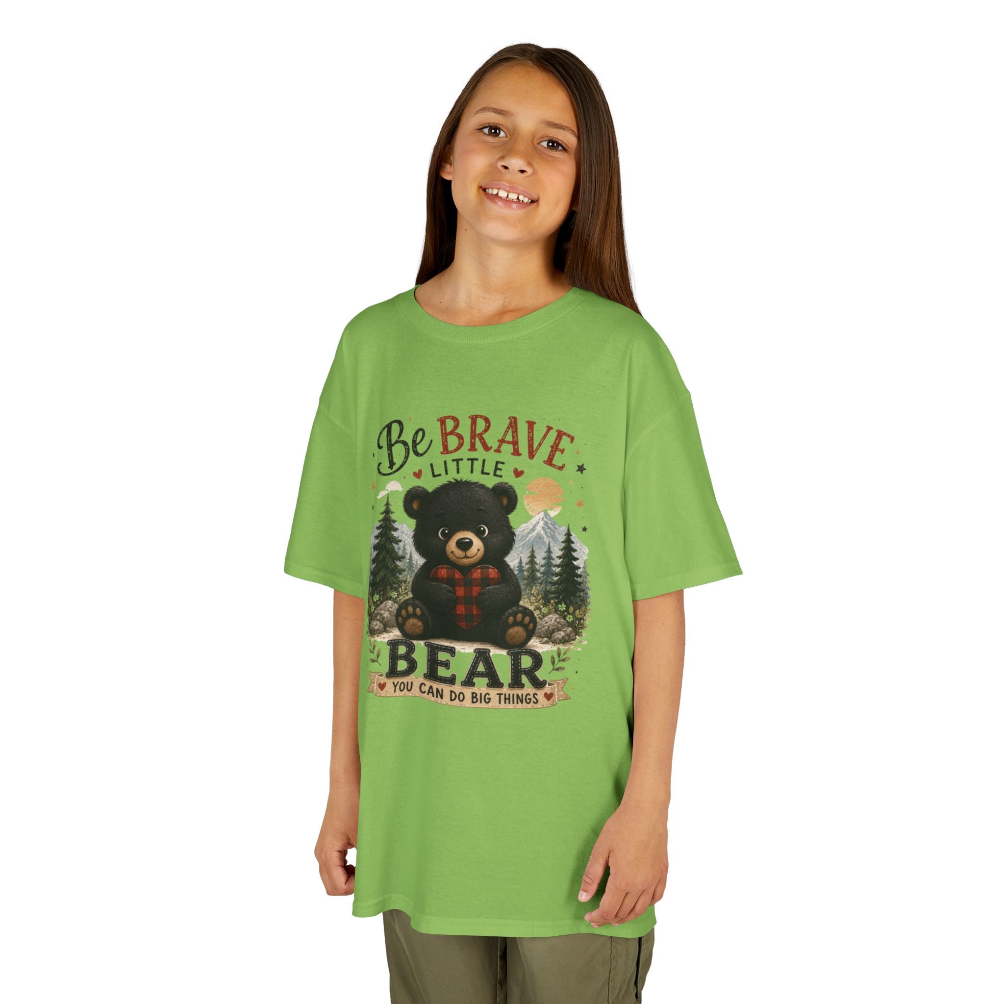 Kids T‑Shirt — "Be Brave Little Bear" Cute Woodland Bear Tee for Children, Inspirational Adventure Gift