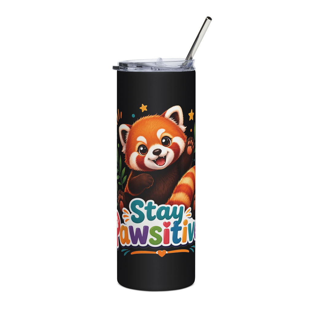 Stay Pawsitive Red Panda Tumbler | 20oz Stainless Steel Skinny Tumbler