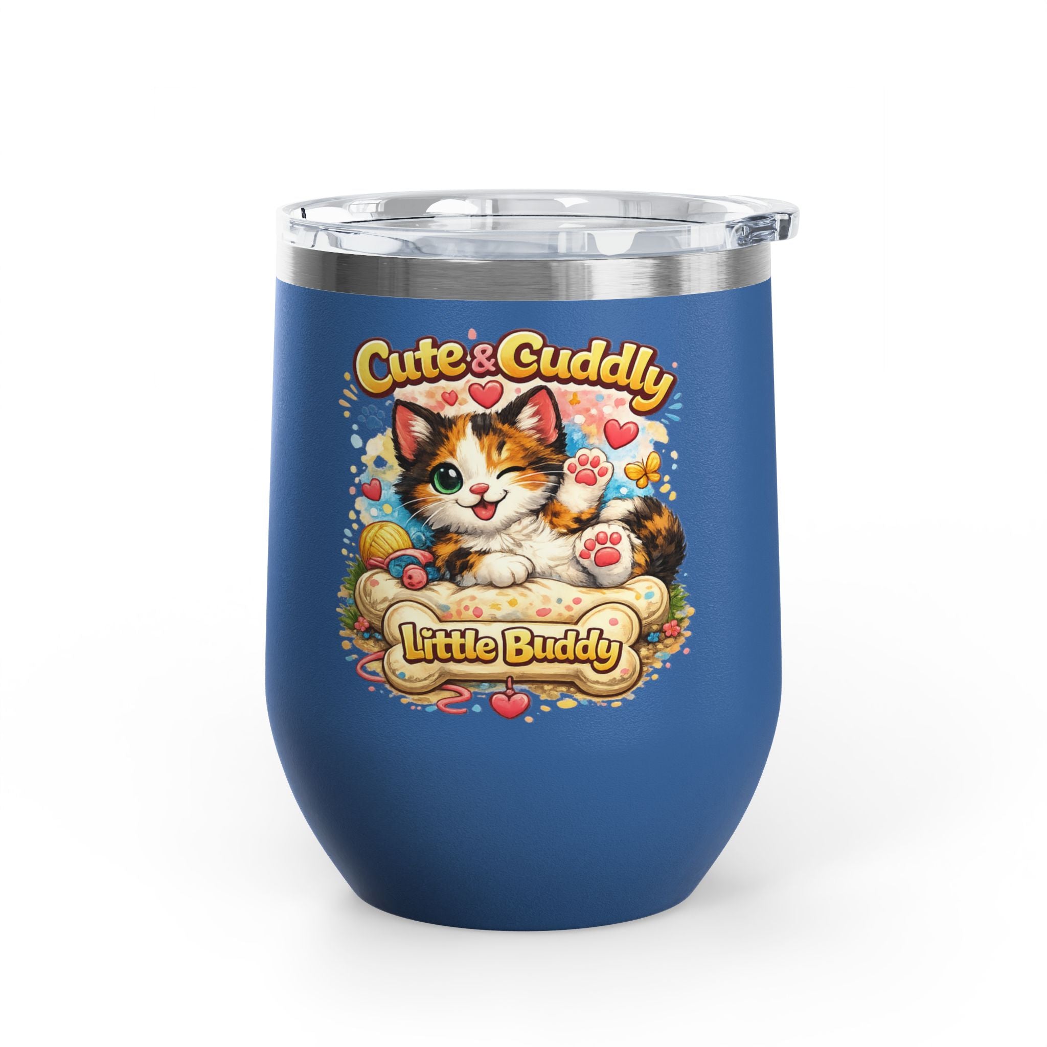 Cute & Cuddly Little Buddy Cat Tumbler — 12oz Insulated Stainless Steel