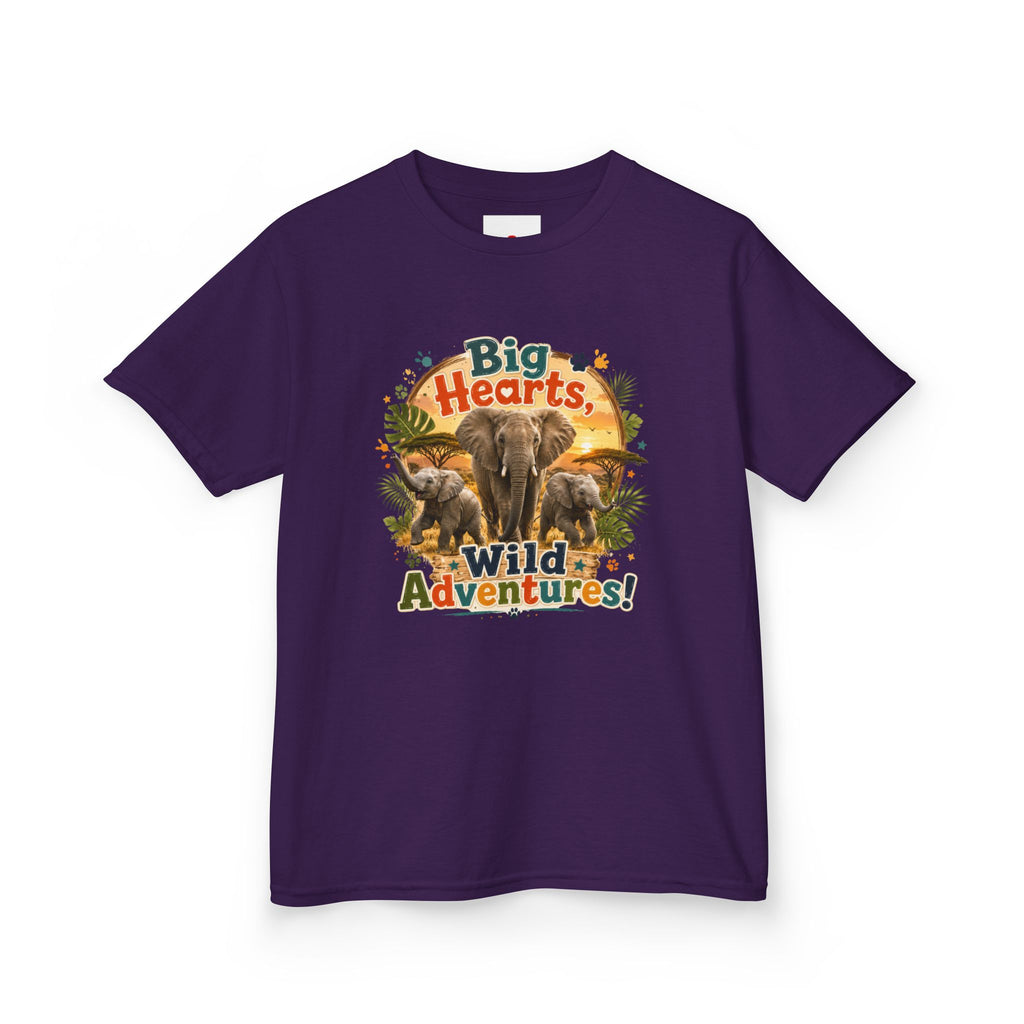 Kids T-Shirt — “Big Hearts, Wild Adventures!” Elephant Safari Shirt for Kids, Cute Animal Adventure Tee