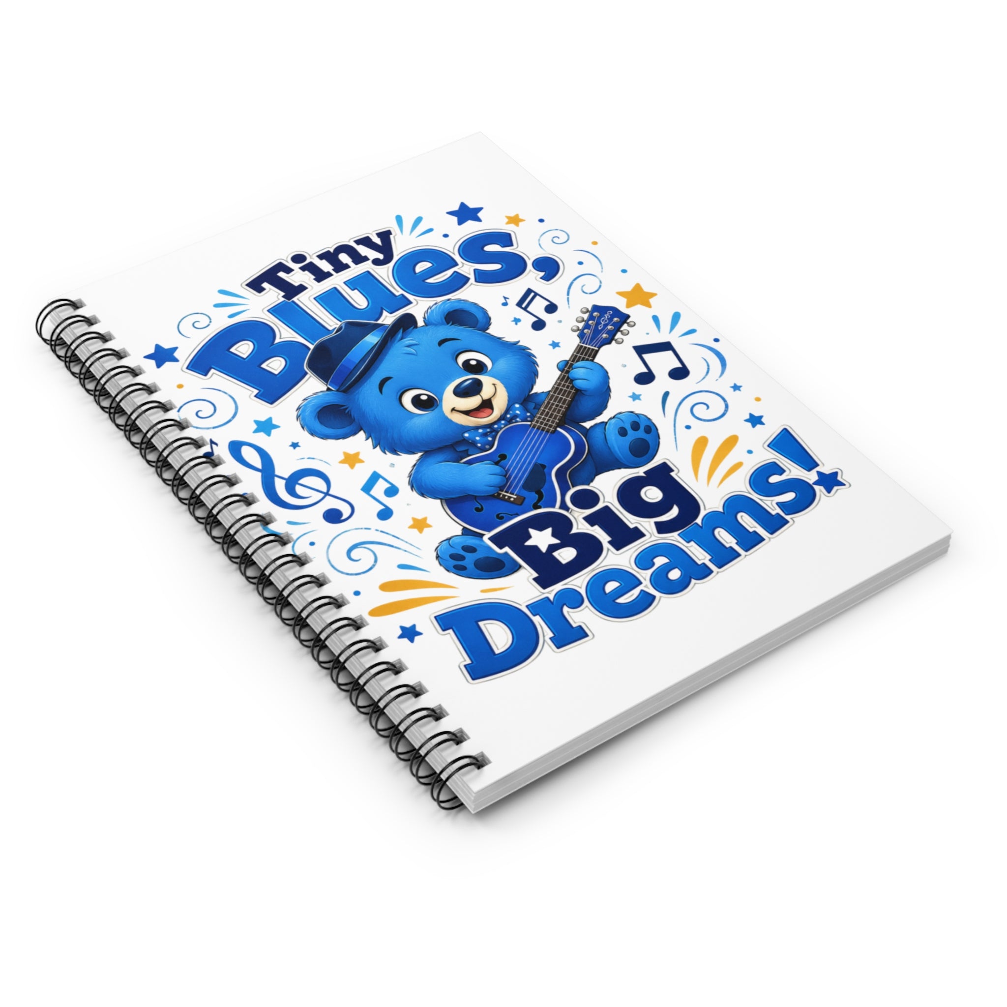 Tiny Blues, Big Dreams! Spiral Notebook — Cute Blue Bear Music Journal for Kids