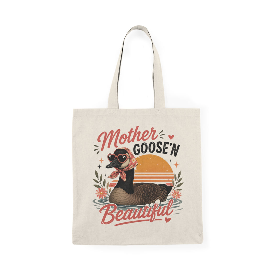 Mother Goose'n Beautiful Tote Bag — Cute Vintage Goose Mom Canvas Tote for Mother’s Day