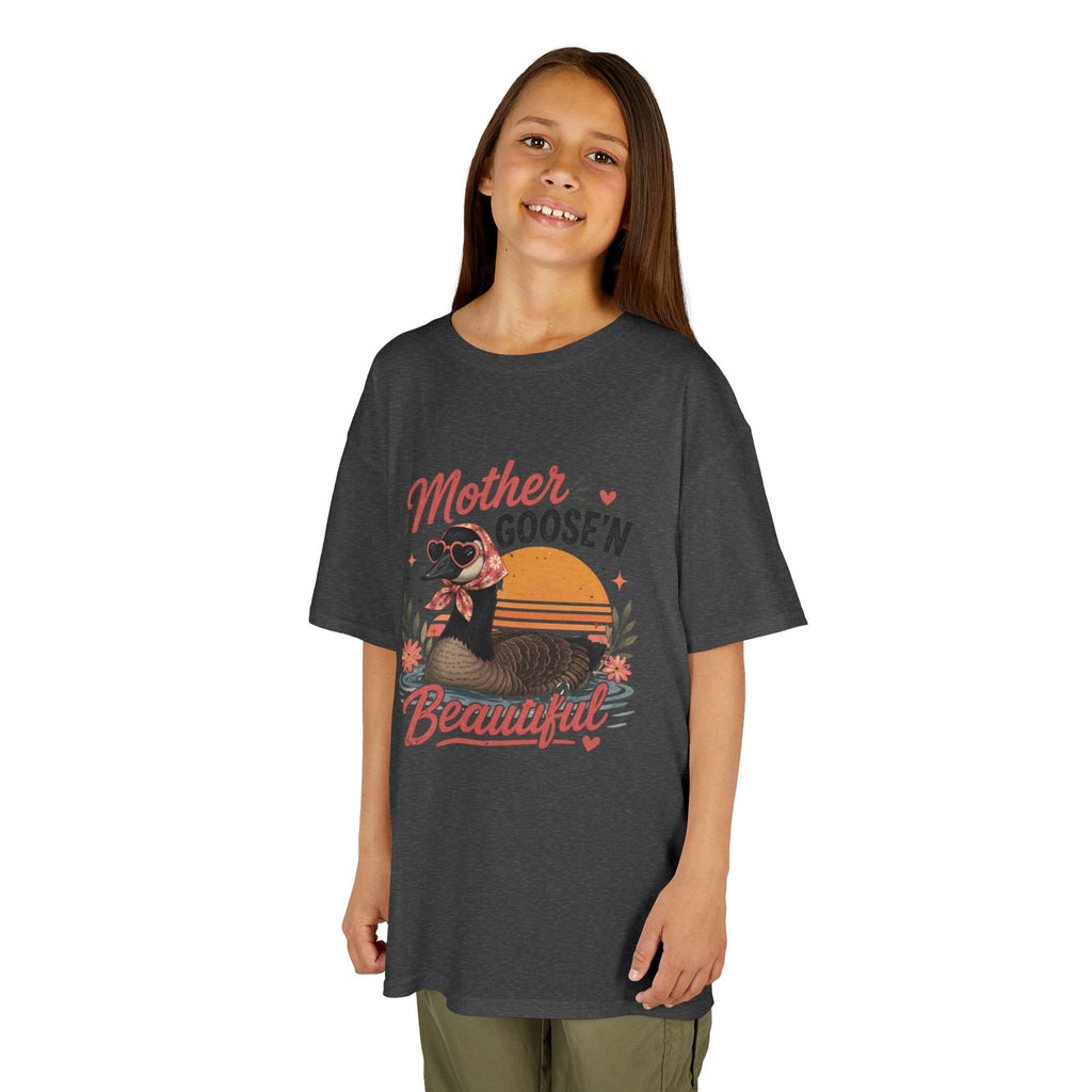 Kids Tee — "Mother Goose'n Beautiful" Cute Vintage Goose Graphic