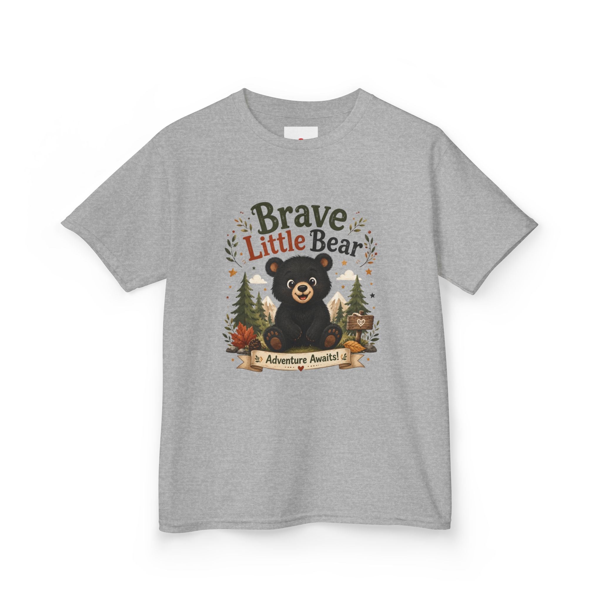Kids Tee — "Brave Little Bear" Adventure Graphic Shirt