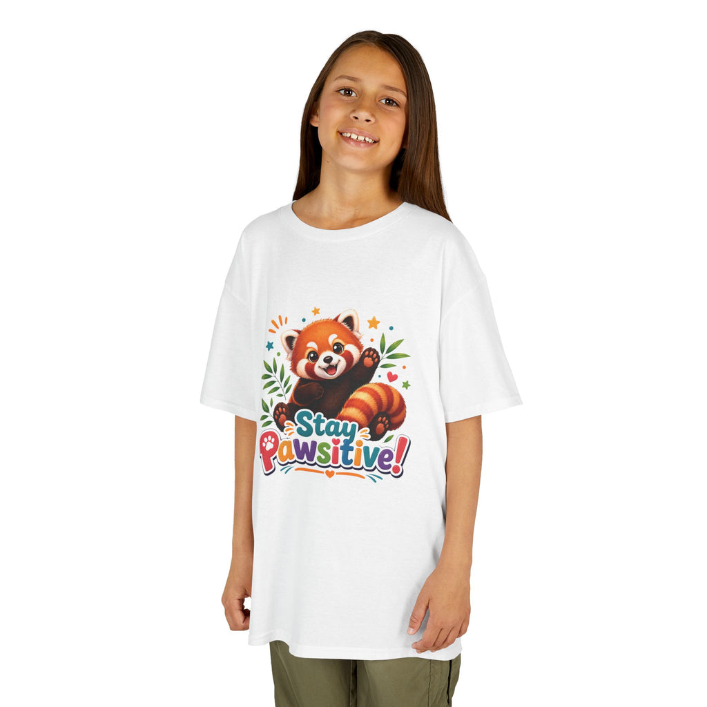 Stay Pawsitive Red Panda Kids Tee | Cute Animal Positive Message