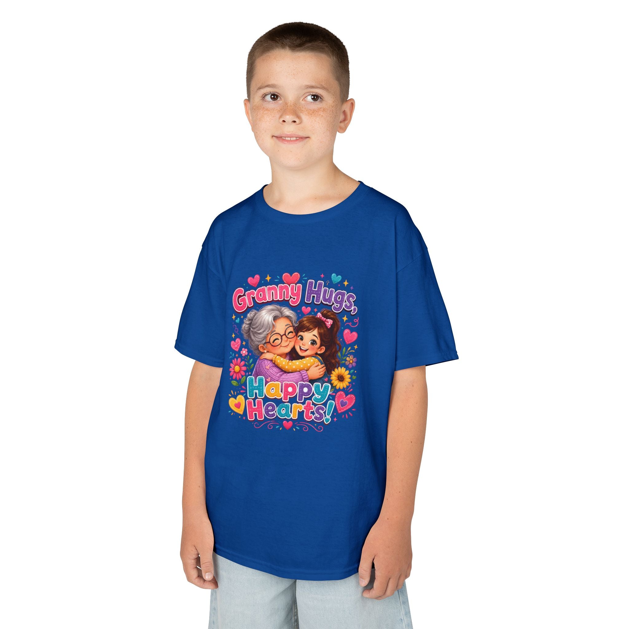 Granny Hugs Happy Hearts Tee | Grandma Grandchild Cute Illustration