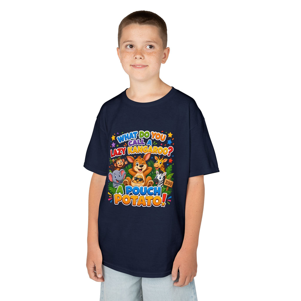 Lazy Kangaroo Pouch Potato Kids T-Shirt | Cute Animal Nursery Tee