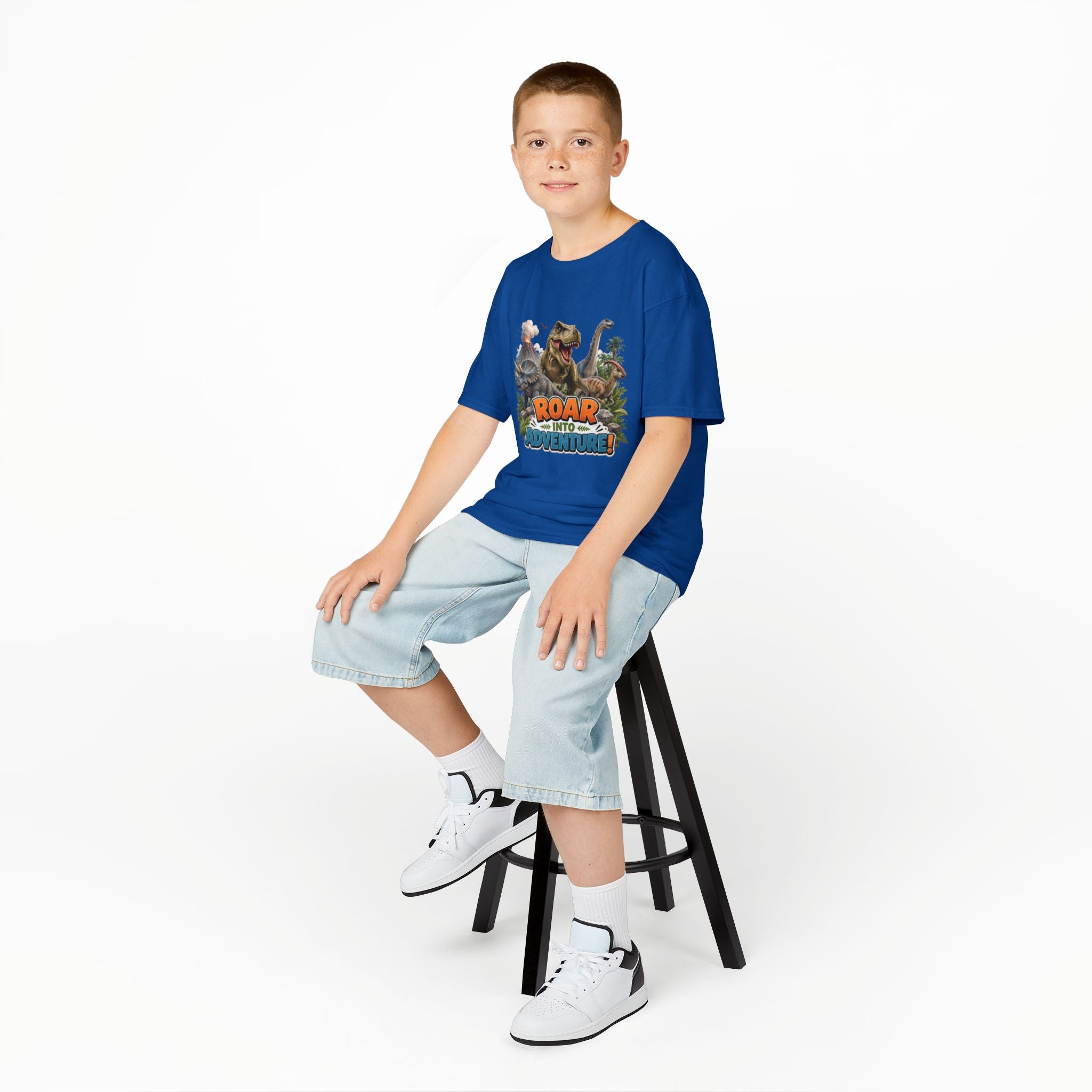 Kids Dinosaur Tee - "Roar Into Adventure" Graphic Shirt for Boys & Girls