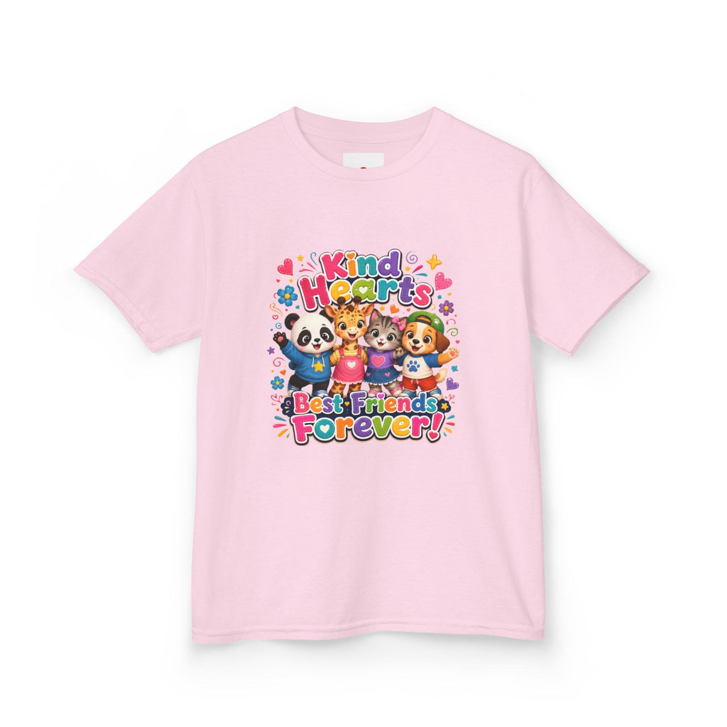 Kids Tee — "Kind Hearts Best Friends Forever" Colorful Cartoon Animals