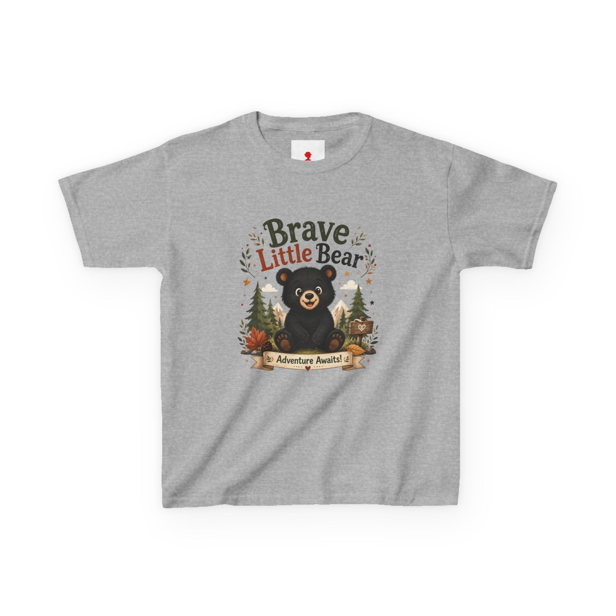 Kids Tee — "Brave Little Bear" Adventure Graphic Shirt