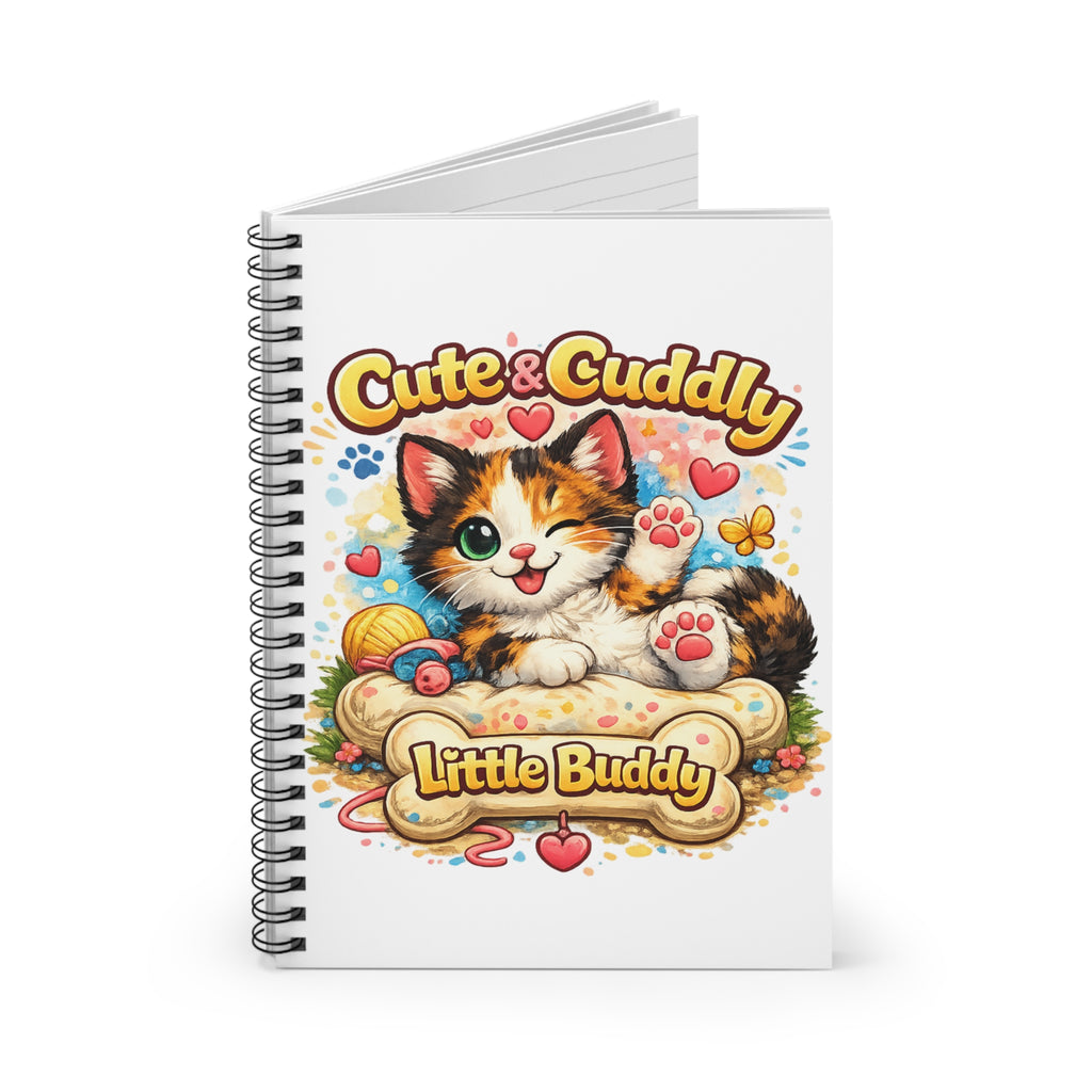 Cute & Cuddly Kitten Spiral Notebook — "Little Buddy" Ruled Journal