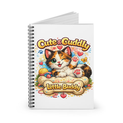 Cute & Cuddly Kitten Spiral Notebook — "Little Buddy" Ruled Journal