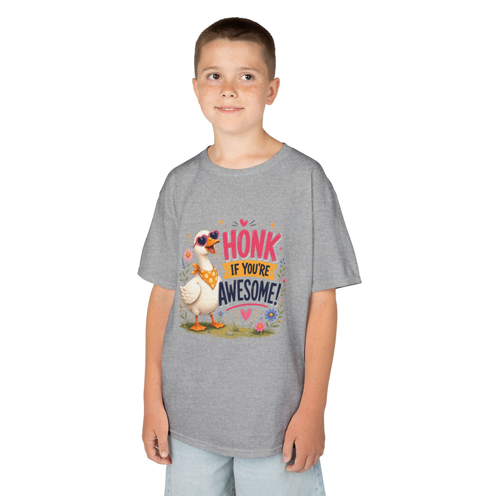 Kids Tee — "Honk If You're Awesome!" Cute Goose Graphic Shirt