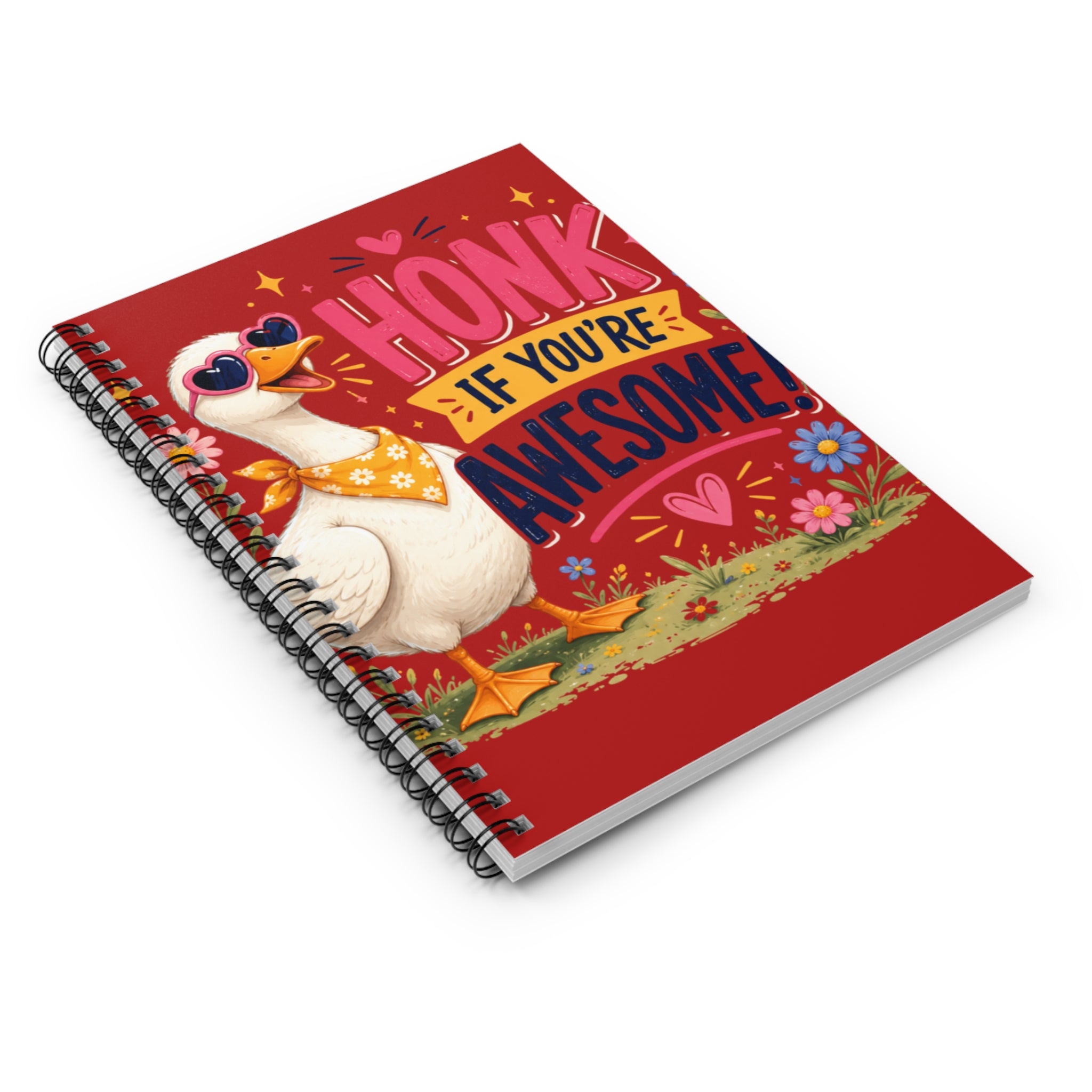 Honk If You’re Awesome Spiral Notebook — Cute Goose Lined Journal