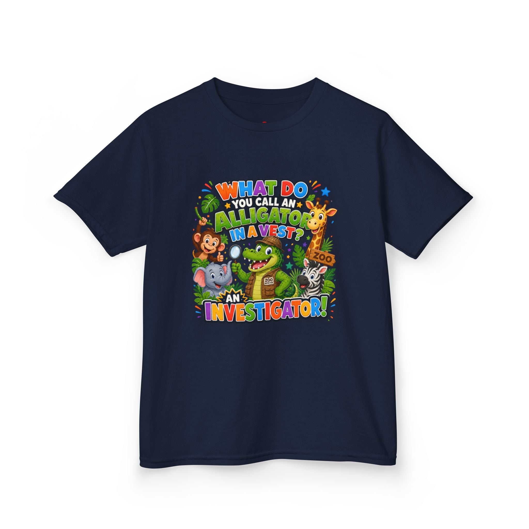 What Do You Call An Alligator? Investigator Kids T-Shirt | Cute Jungle Animals Puzzle