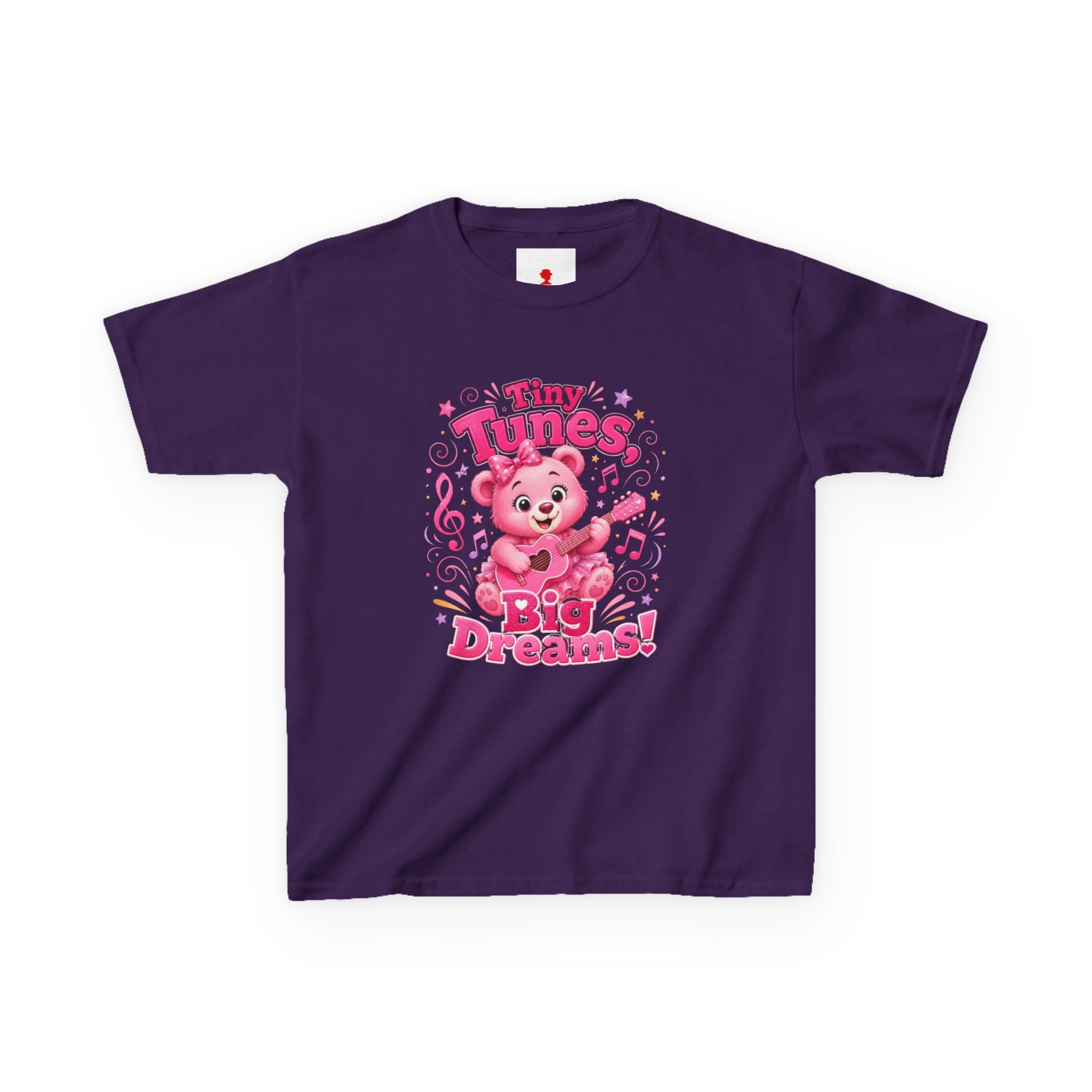 Kids T-Shirt — "Tiny Tunes, Big Dreams" Cute Pink Bear Music Tee