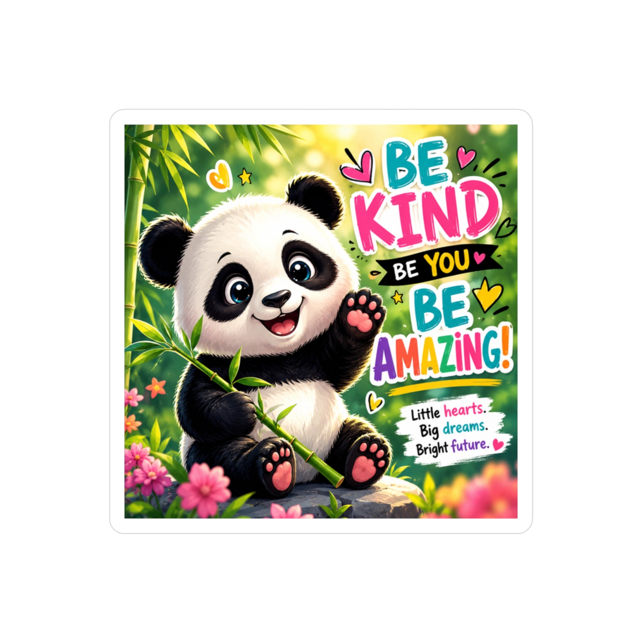 Be Kind Panda Vinyl Sticker — Inspirational Kiss-Cut Decal
