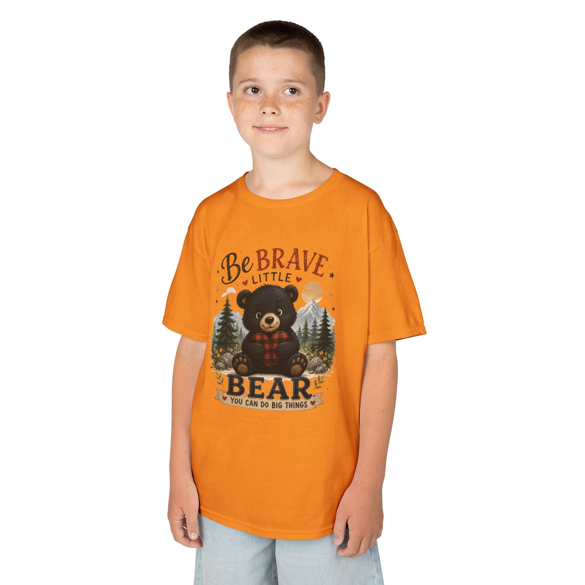 Kids T‑Shirt — "Be Brave Little Bear" Cute Woodland Bear Tee for Children, Inspirational Adventure Gift