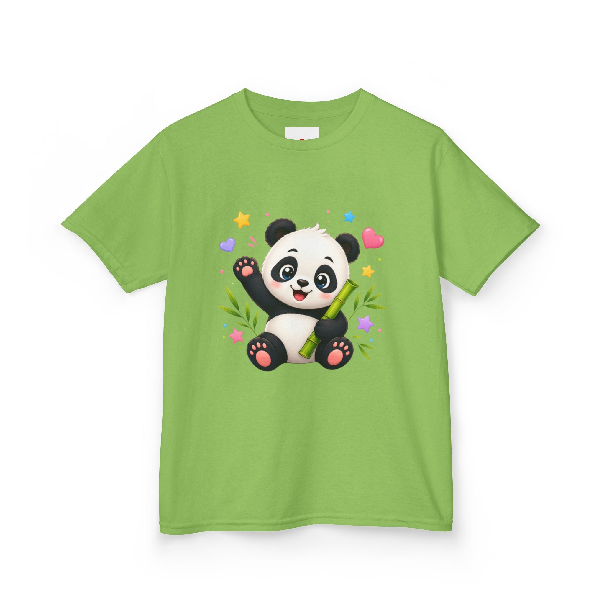 Cute Panda Kids T‑Shirt — Smiling Baby Panda with Hearts & Bamboo