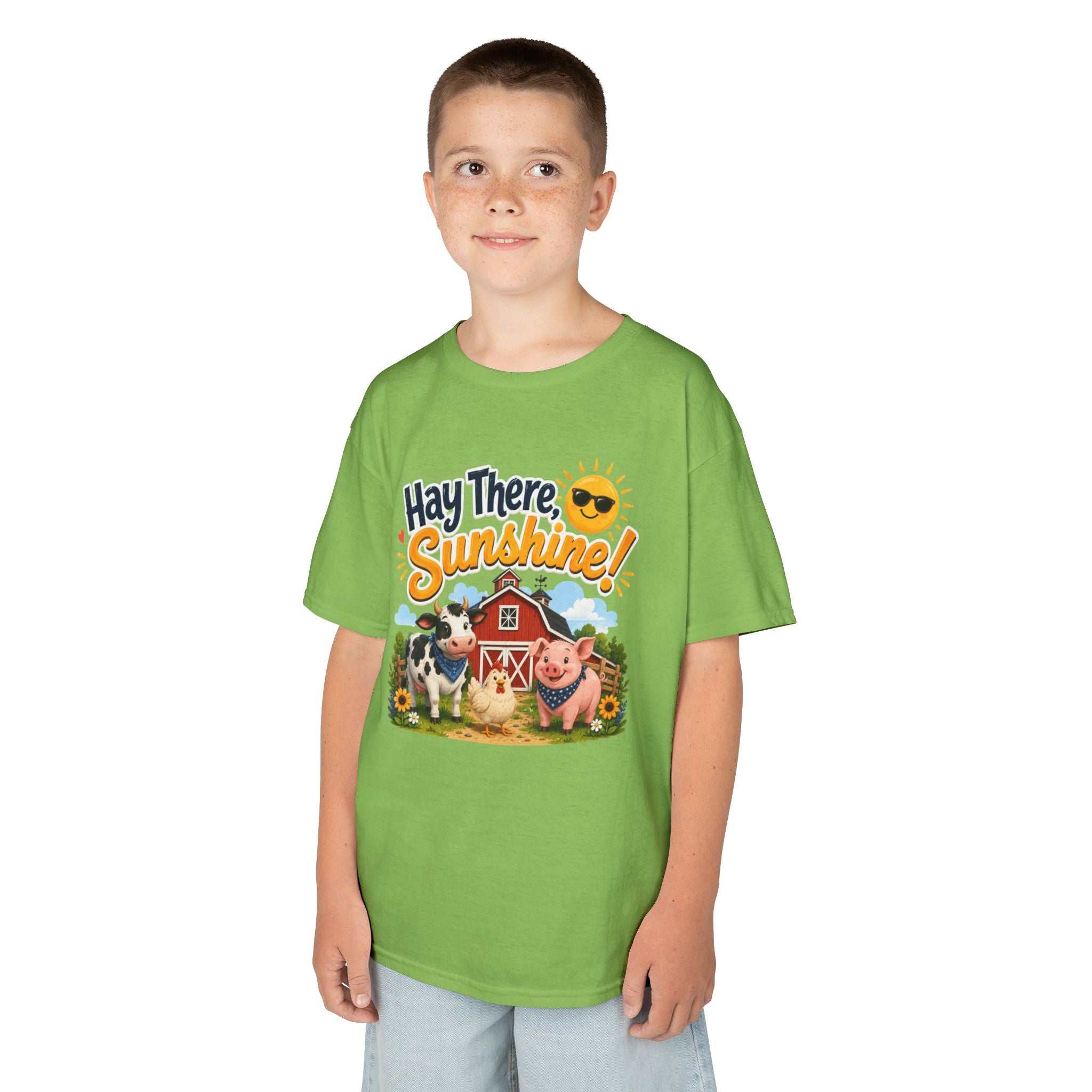 Kids Tee — "Hay There, Sunshine!" Farm Animal Graphic
