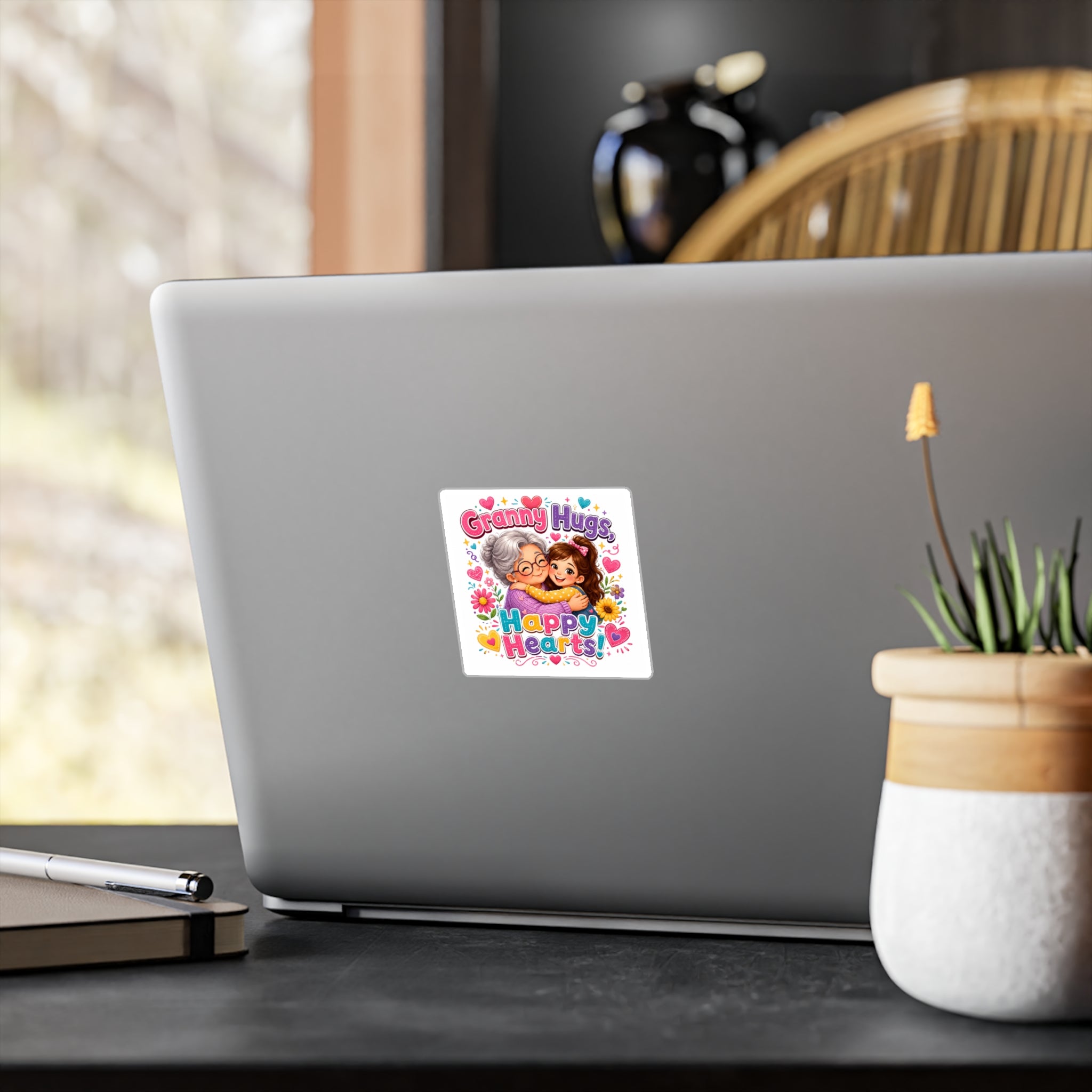 Granny Hugs Happy Hearts Vinyl Decal | Kiss-Cut Sticker