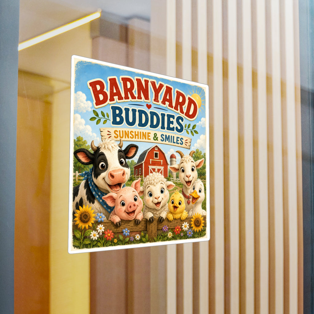Barnyard Buddies Vinyl Sticker — 'Sunshine & Smiles' Cute Farm Animal Decal