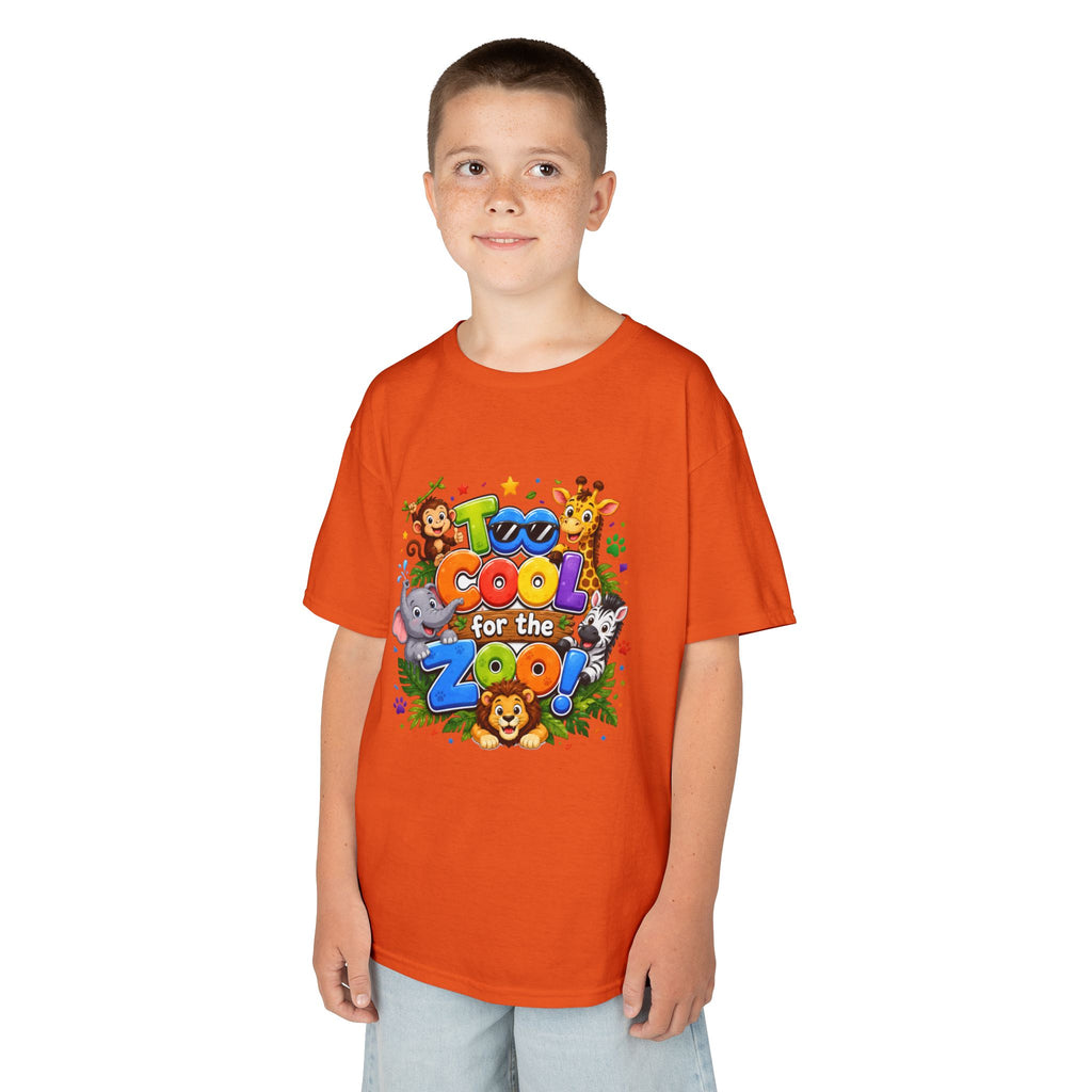 Kids Tee — "Too Cool for the Zoo" Colorful Animal Graphic