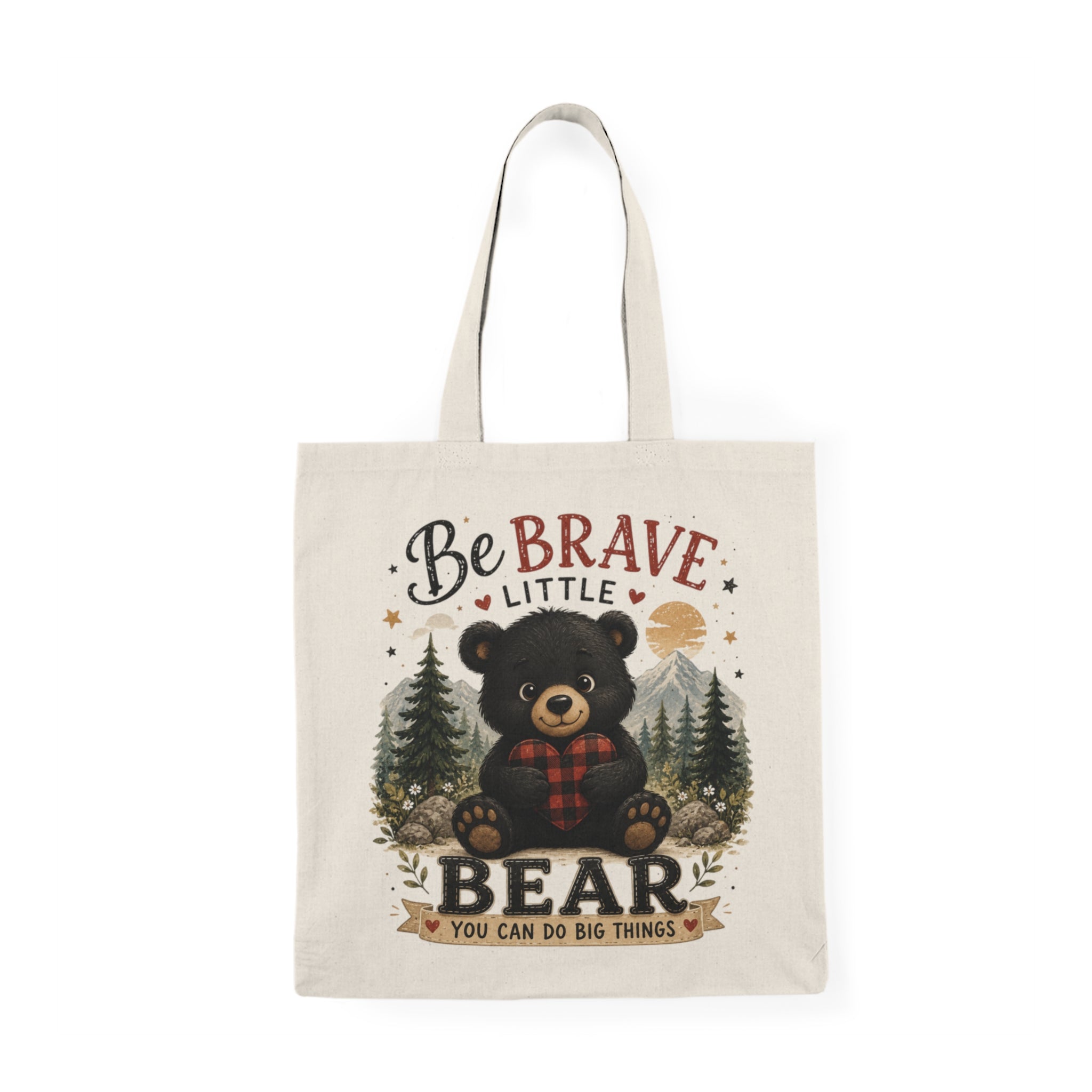 Be Brave Little Bear Tote Bag — Cute Kids Woodland Cotton Shopper