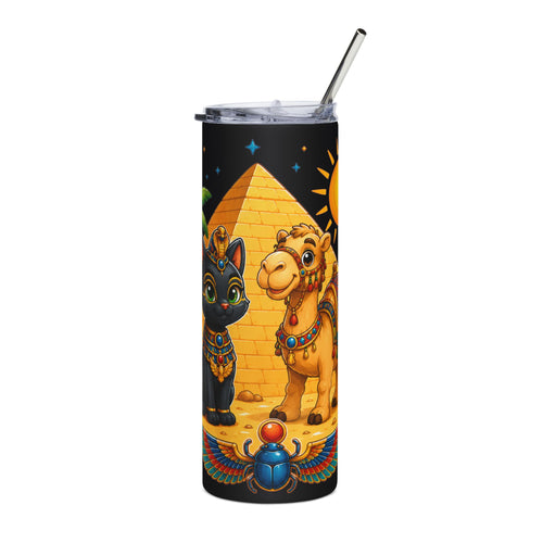 Egyptian Cat and Camel Tumbler | 20oz Stainless Steel Travel Cup