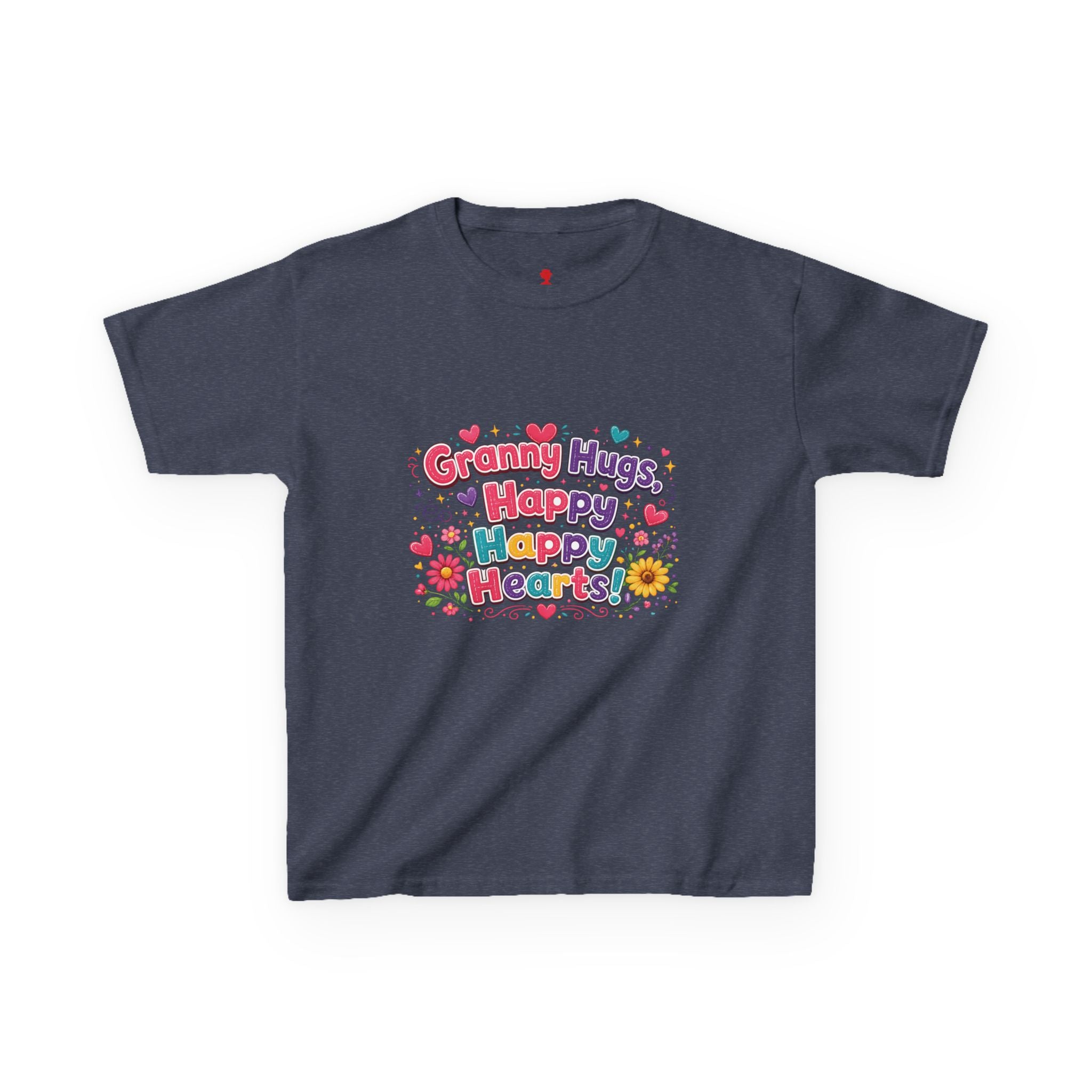 Granny Hugs Happy Hearts Kids Tee | Colorful Floral Kids Shirt