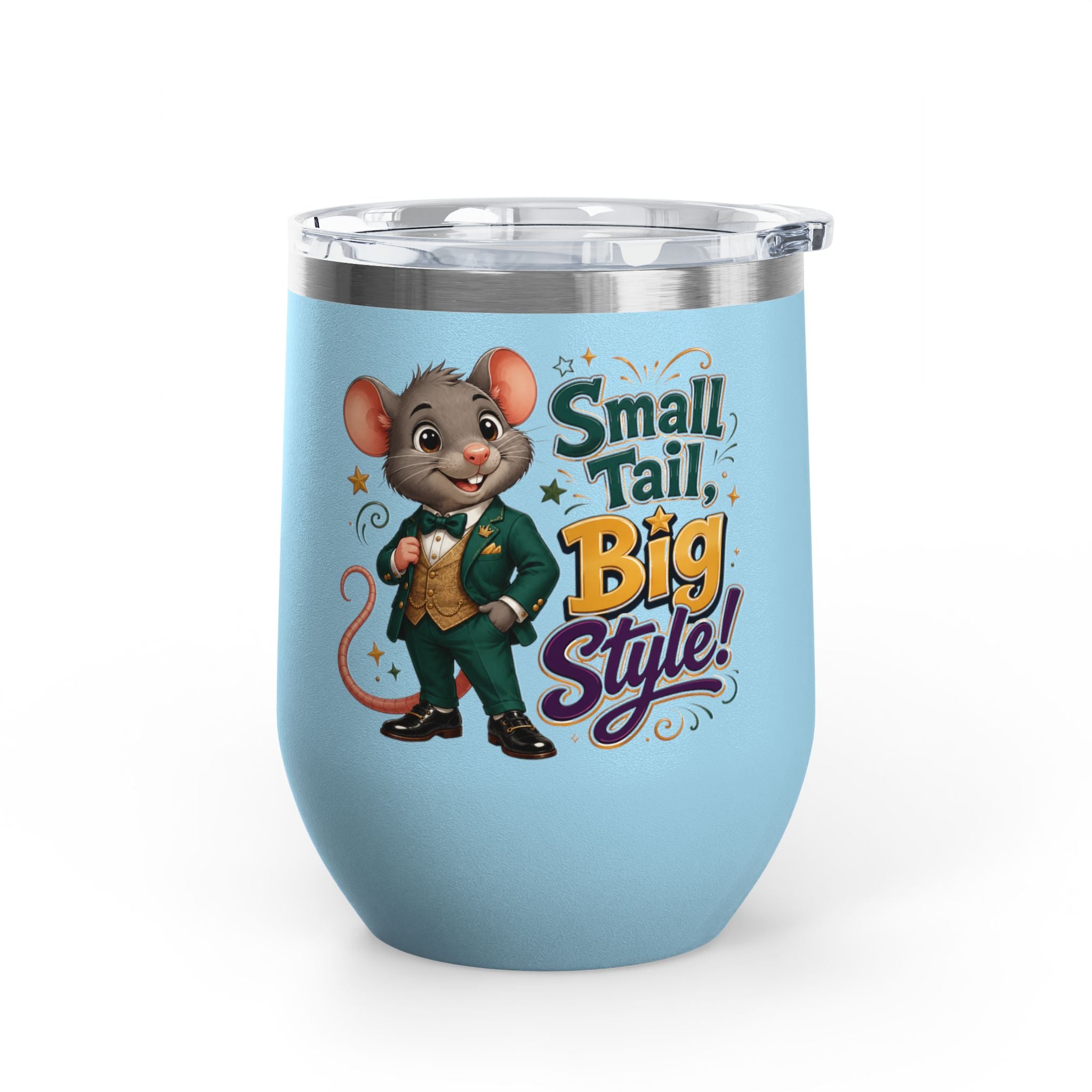 "Small Tail, Big Style!" Cute Mouse 12oz Insulated Cup