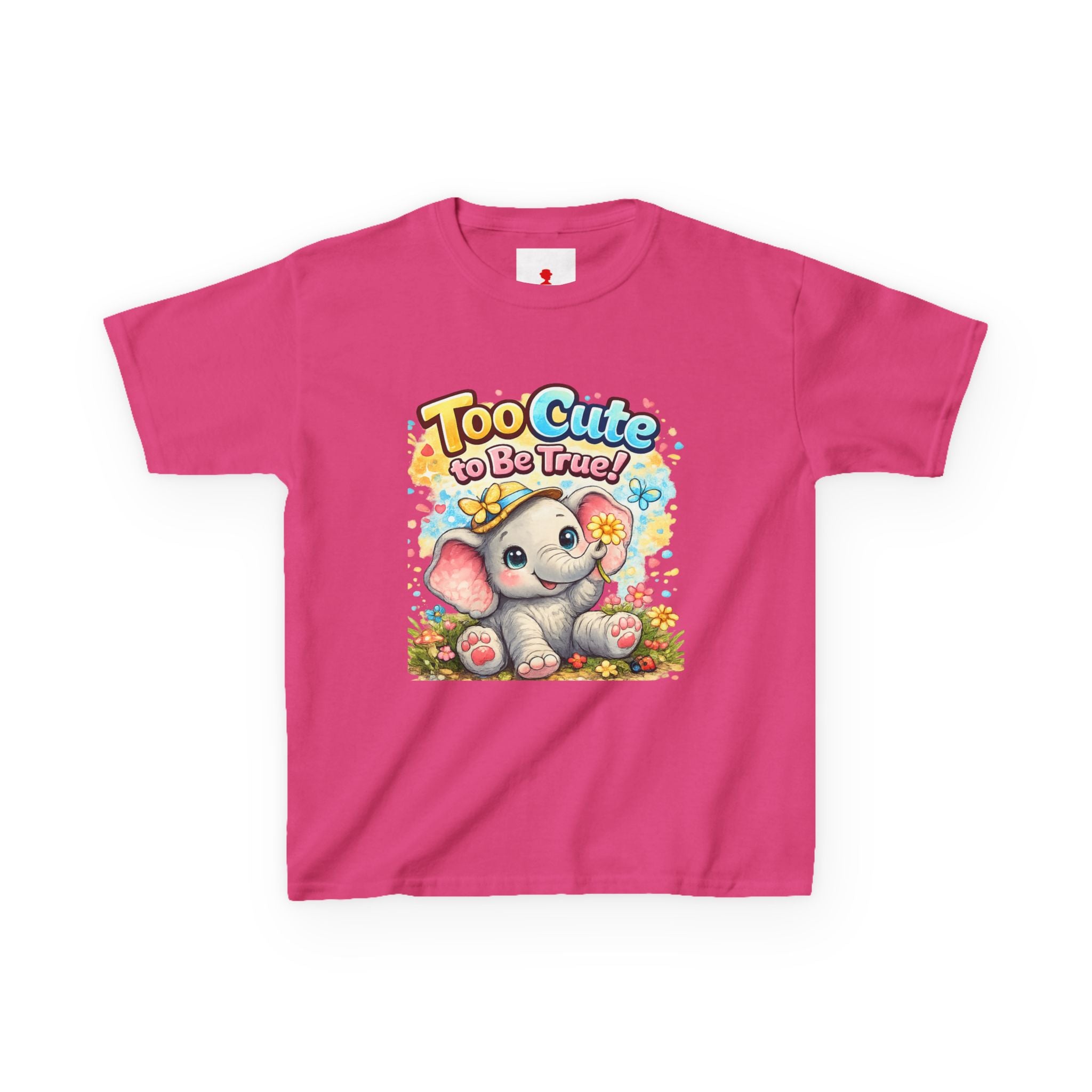Kids Tee — "Too Cute to Be True" Elephant Graphic