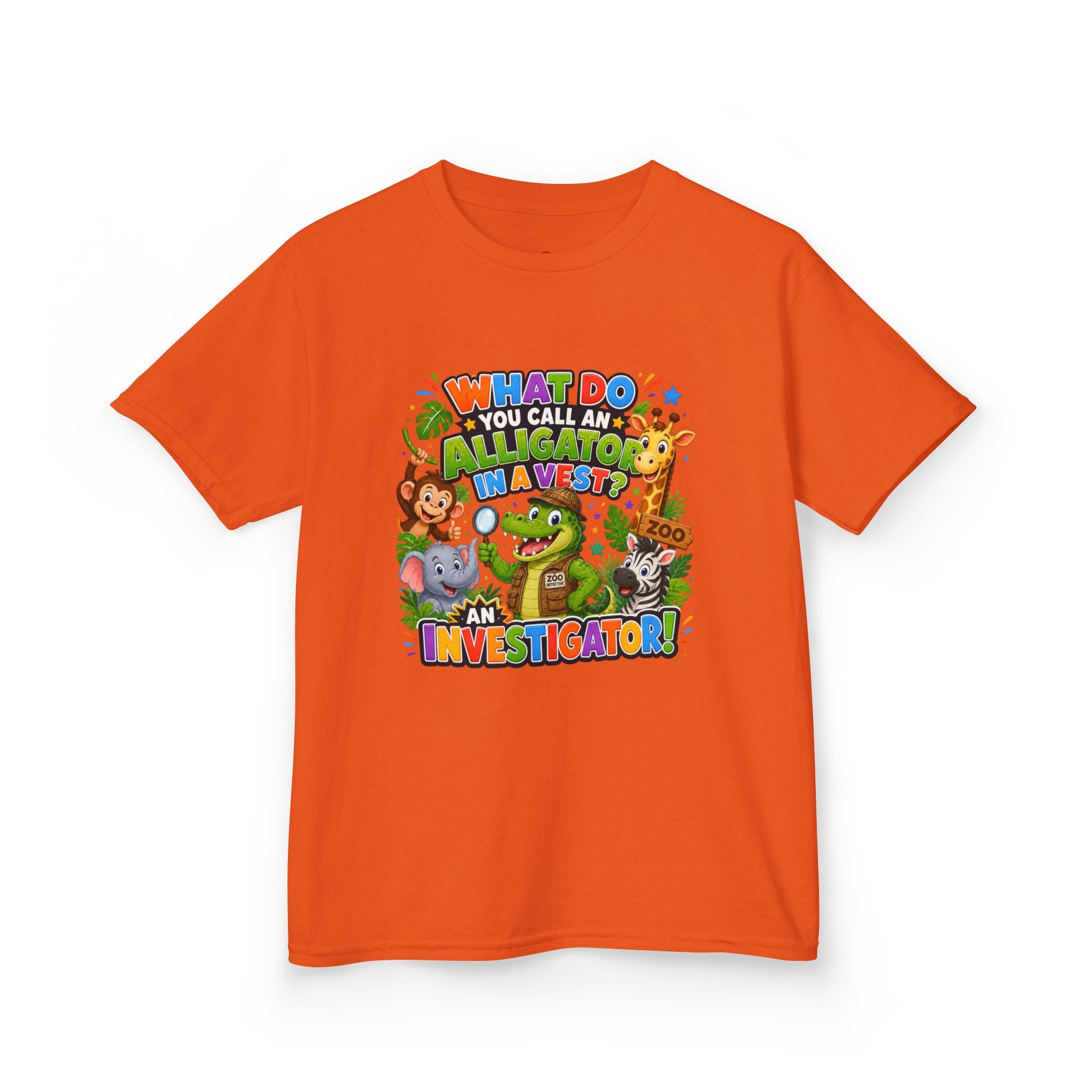 What Do You Call An Alligator? Investigator Kids T-Shirt | Cute Jungle Animals Puzzle