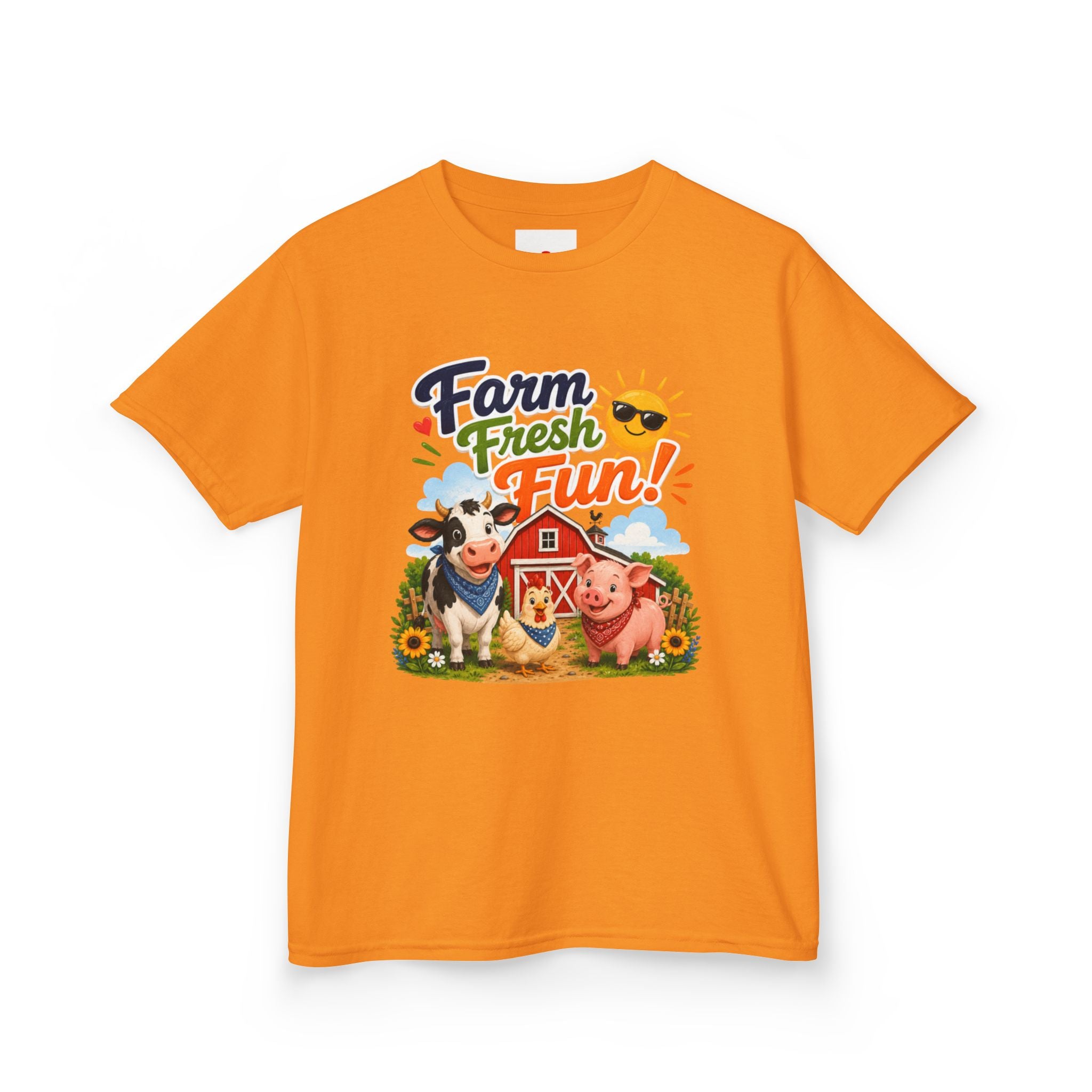 Kids Farm T-Shirt — "Farm Fresh Fun!" Cute Cow & Pig Toddler Tee