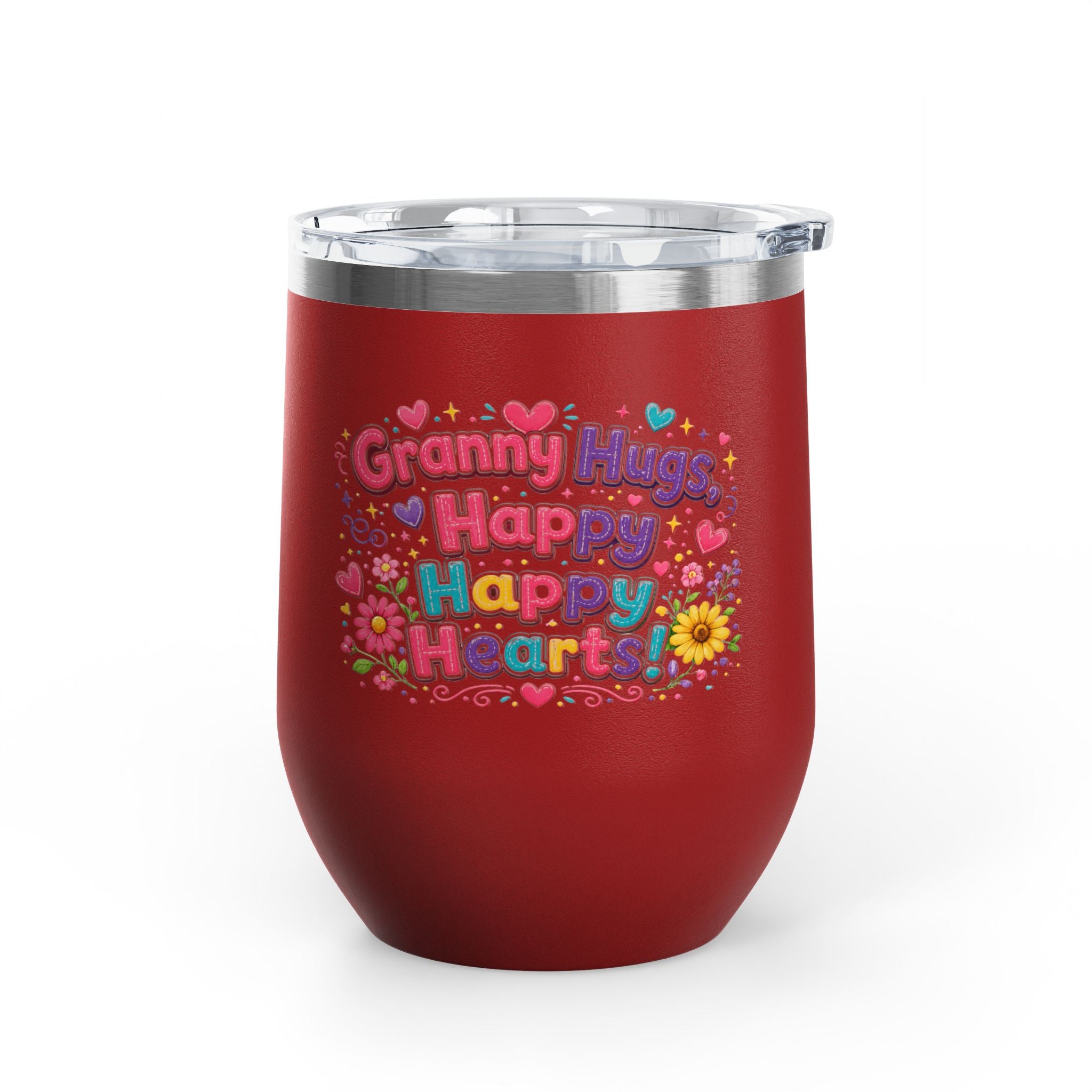 "Granny Hugs, Happy Happy Hearts" Floral 12oz Insulated Cup
