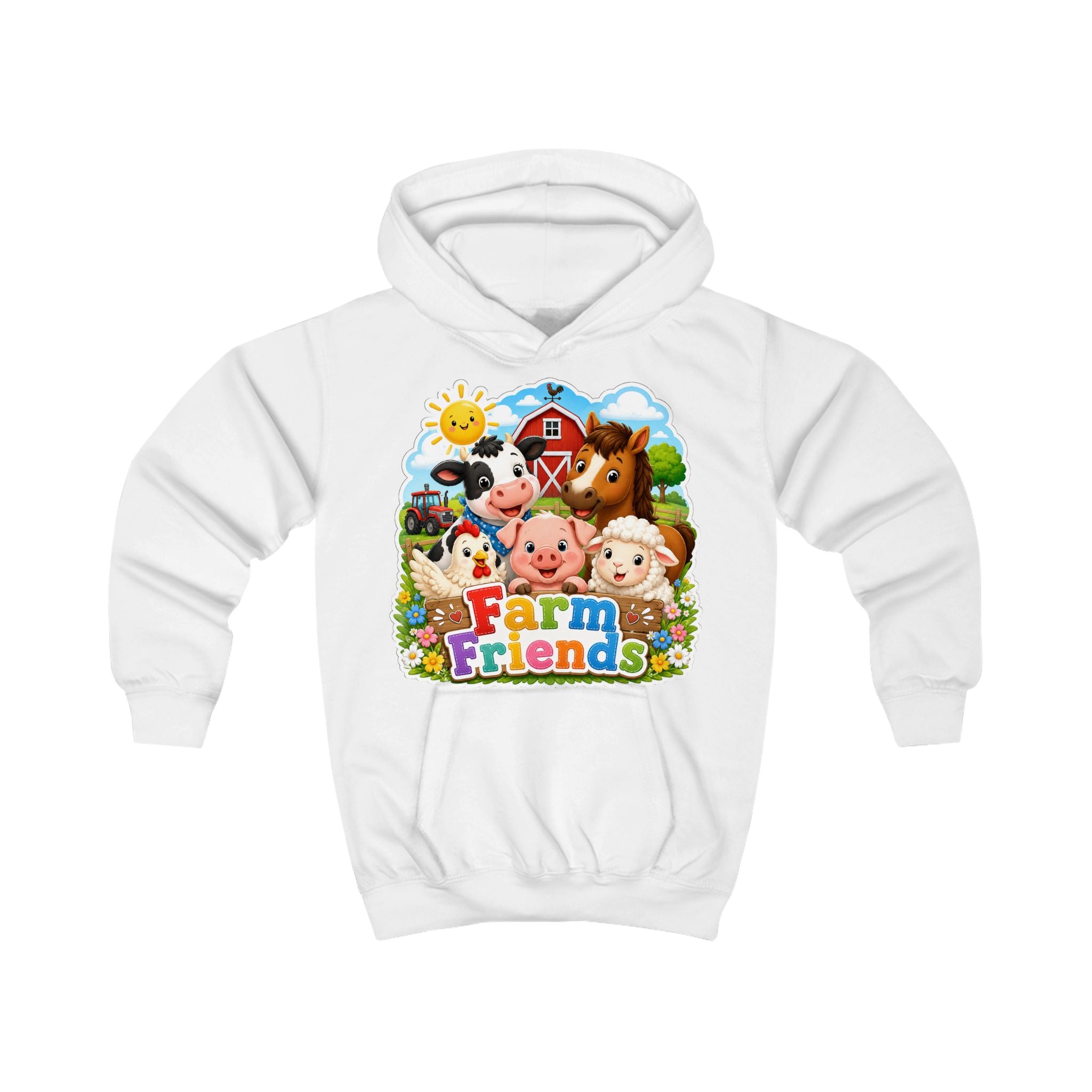 Kids Hoodie — Cute "Farm Friends" Animal Graphic Pullover for Toddlers & Children