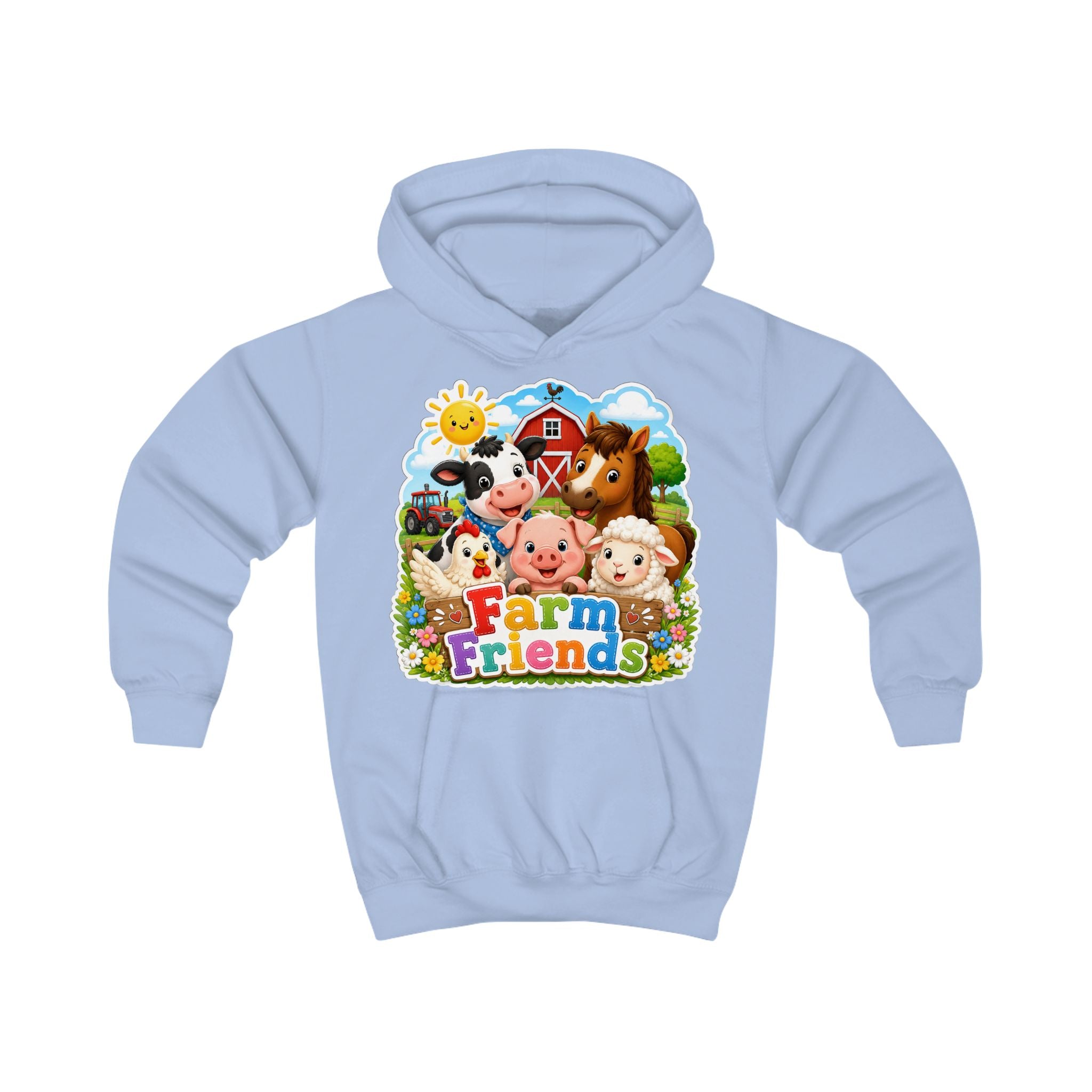 Kids Hoodie — Cute "Farm Friends" Animal Graphic Pullover for Toddlers & Children