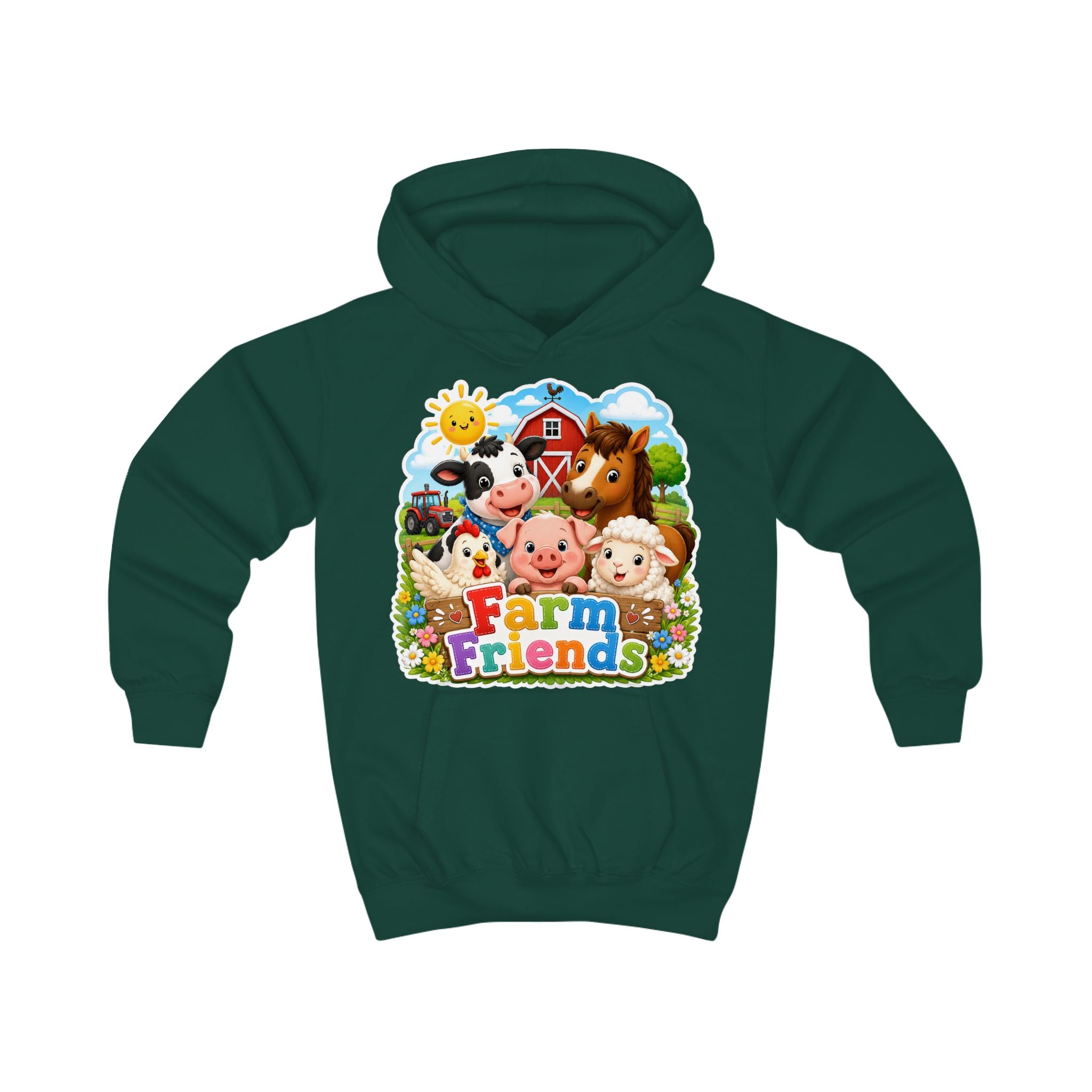 Kids Hoodie — Cute "Farm Friends" Animal Graphic Pullover for Toddlers & Children