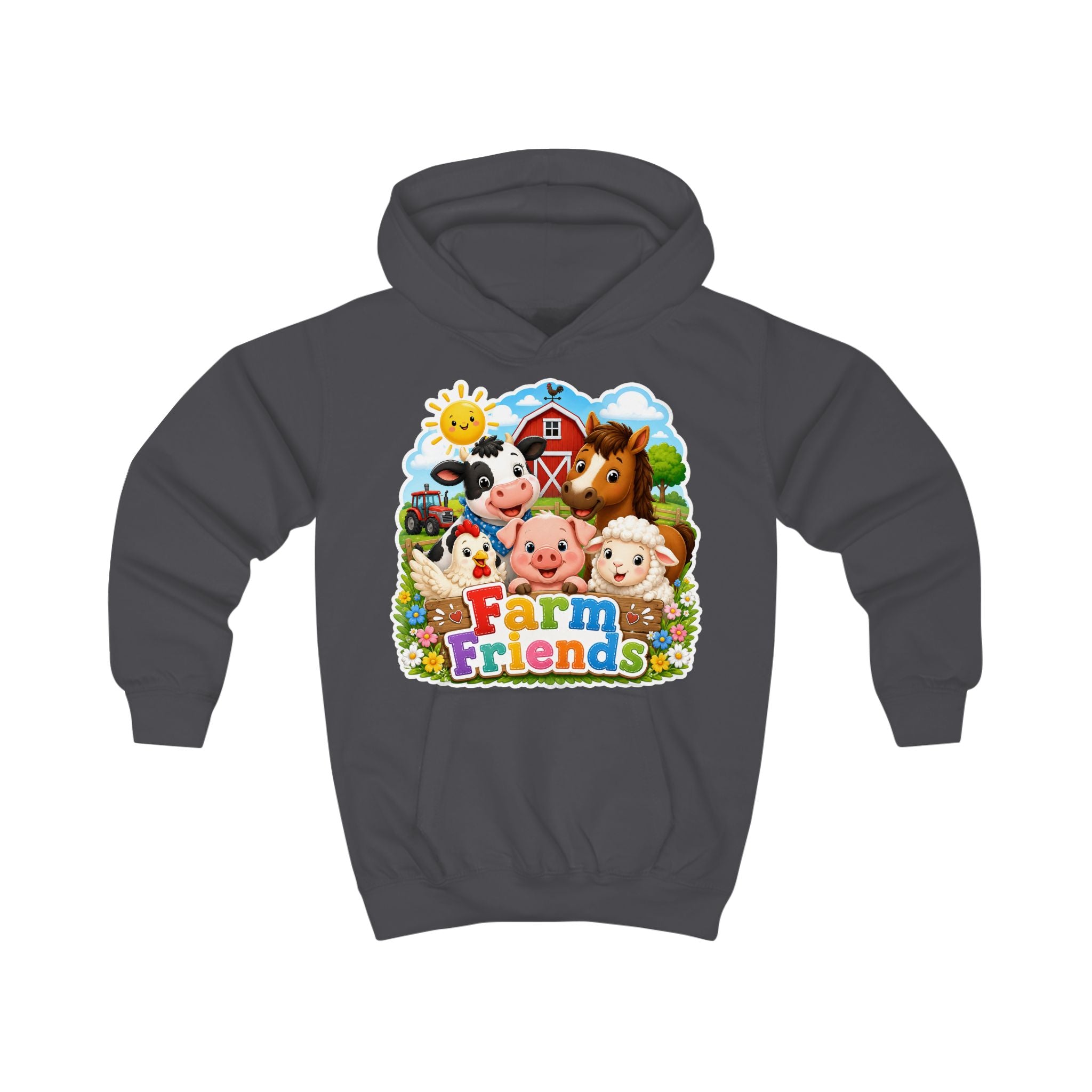 Kids Hoodie — Cute "Farm Friends" Animal Graphic Pullover for Toddlers & Children