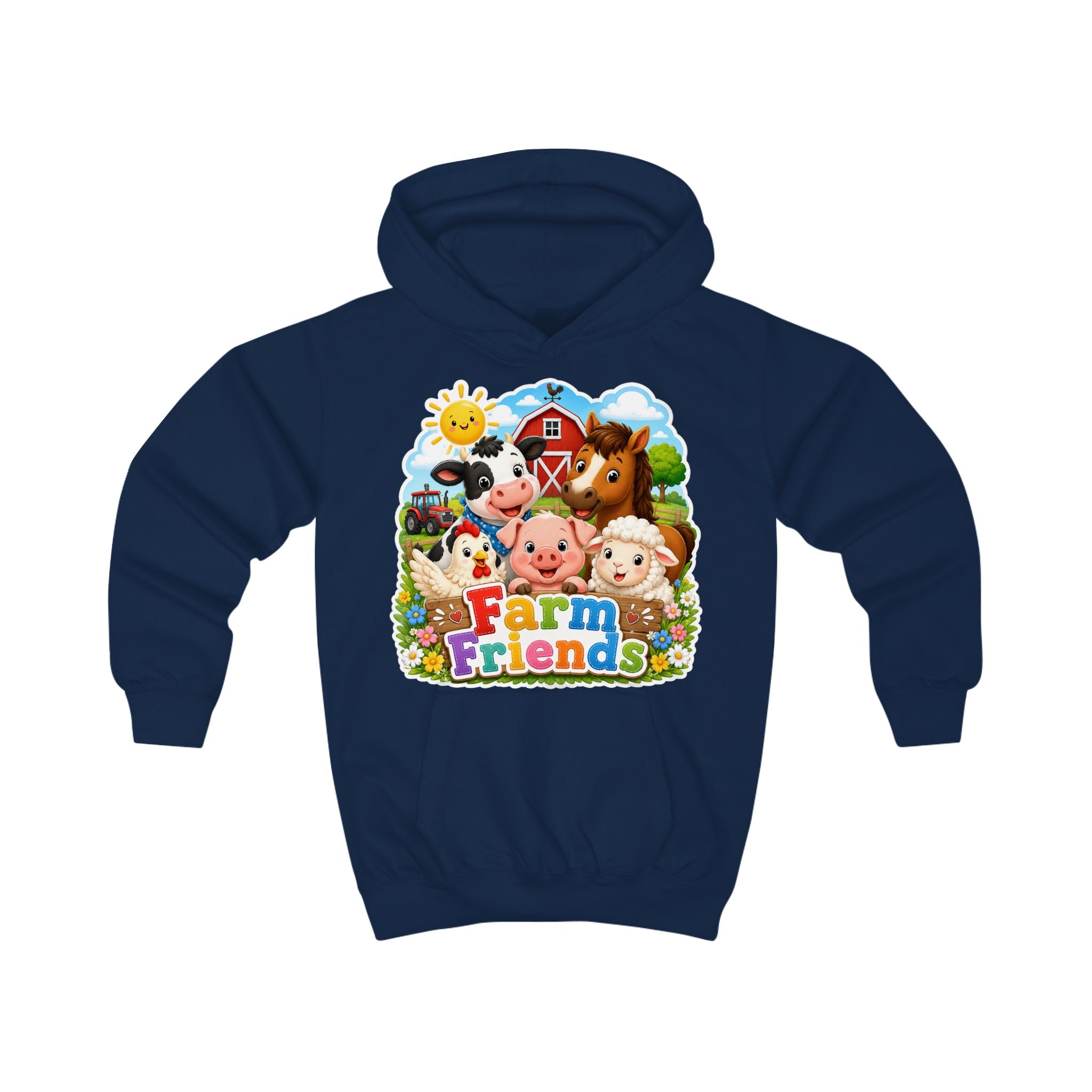 Kids Hoodie — Cute "Farm Friends" Animal Graphic Pullover for Toddlers & Children